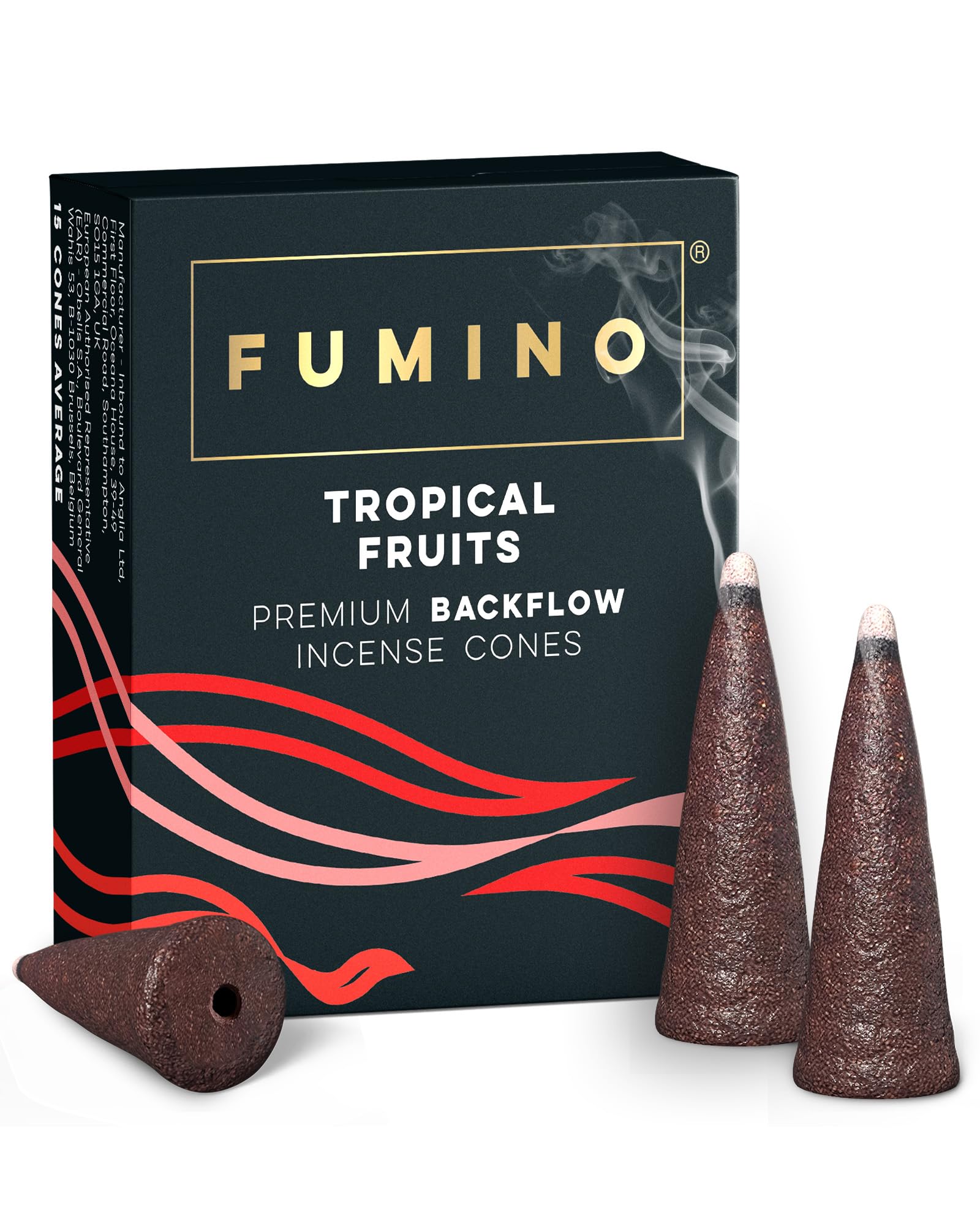 Fumino Black Fumino® Tropical Fruits Fresh Backflow Incense Cones 15 Per Box Masala Agarbatti Joss Scent Fragrance For Relaxation And Meditation, Home And House Décor