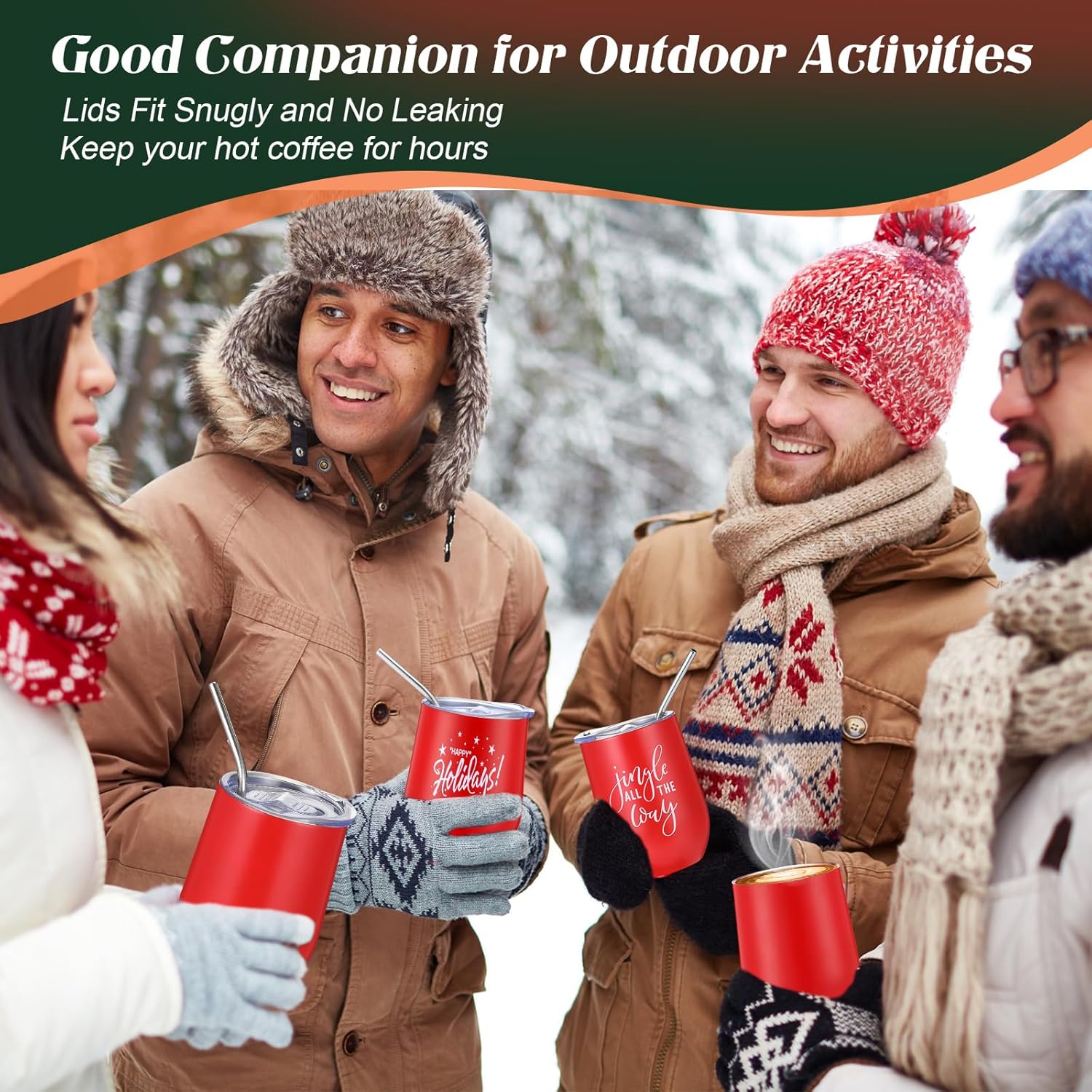 Uiifan 10 Pack Christmas Tumblers Gifts 12 Oz Xmas Funny Tumbler Christmas Stainless Steel Coffee Mugs Set Xmas Insulated Travel Cup with Straw Lid for Family Xmased Holiday Gift (Red)