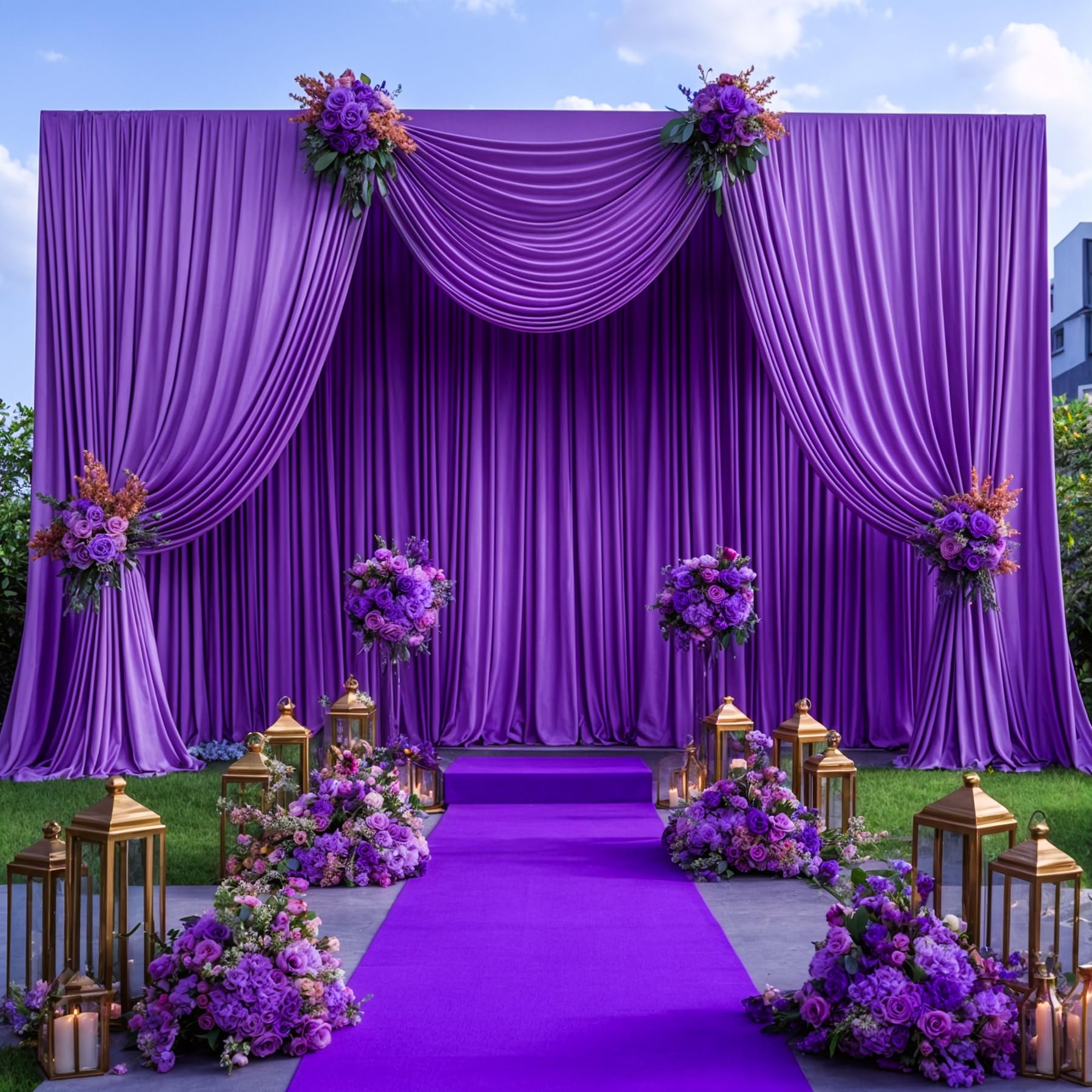 40ft x 10ft Wrinkle Free Purple Wedding Backdrop Curtains for Party Bridal Shower Reception Decorations Purple Fabric Curtain Backdrops Drapes for