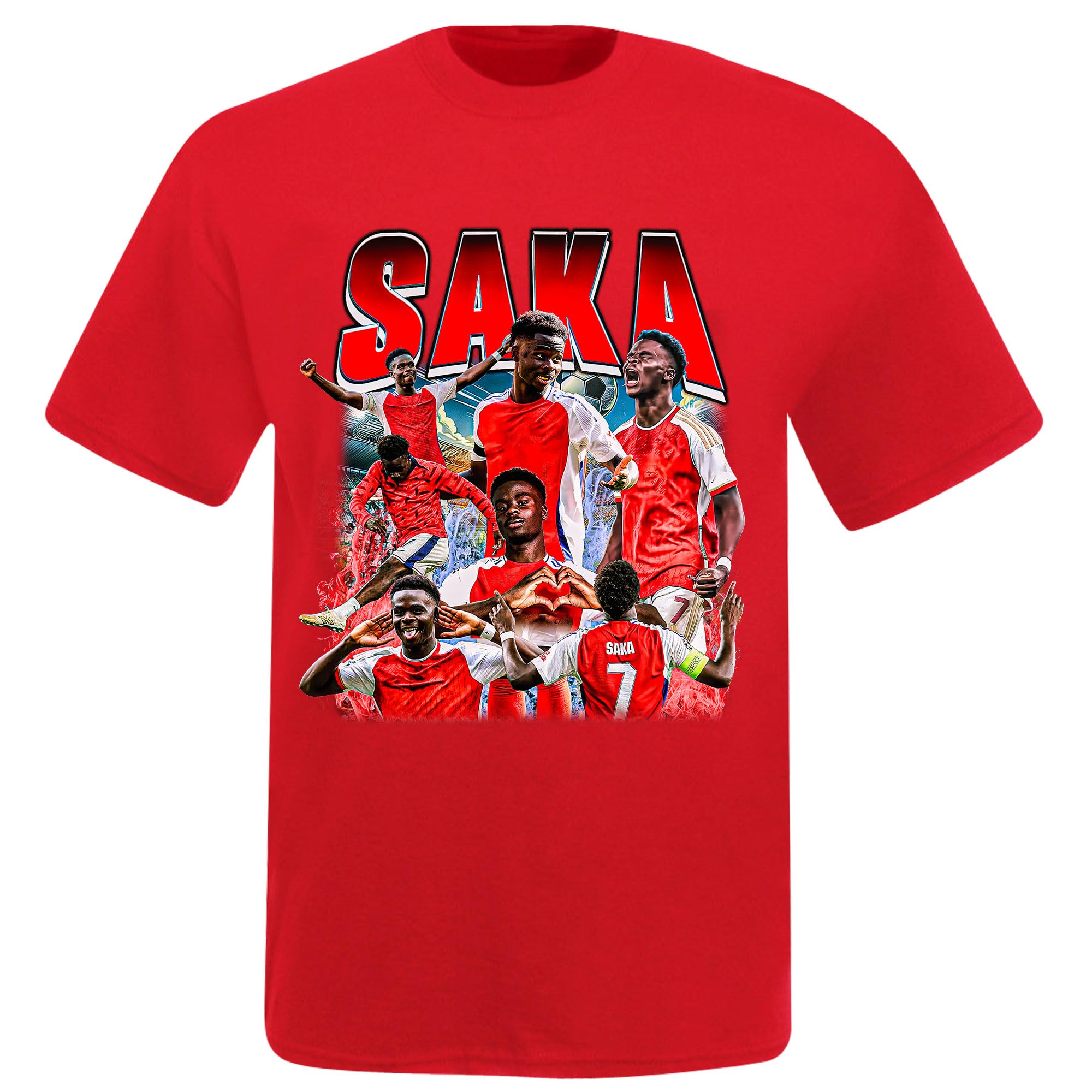 Bukayo Saka Reds Fan Gunners - Camiseta de fútbol Saka England - Camiseta de fútbol Saka Supporter Gooners, camiseta de algodón, diseño unisex