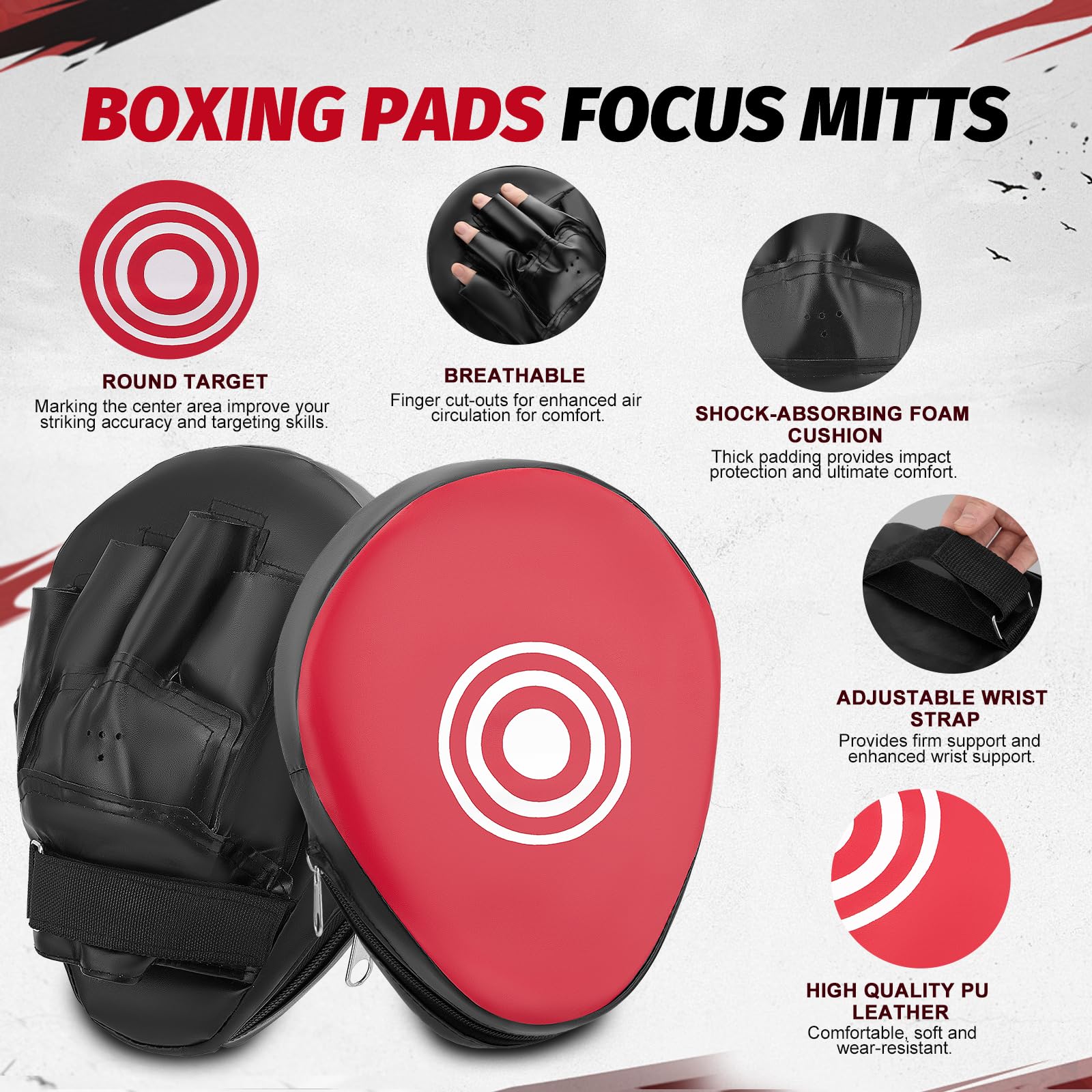 3 in 1 Handpratzen Set für Boxen & Kickboxen, 2x Box Pratzen aus PU Leder + 1x Kick Pad, Schlagpolster für Erwachsene, Jugendliche & Kinder, Sicheres Kampfsport Zubehör für Taekwondo, Muay Thai