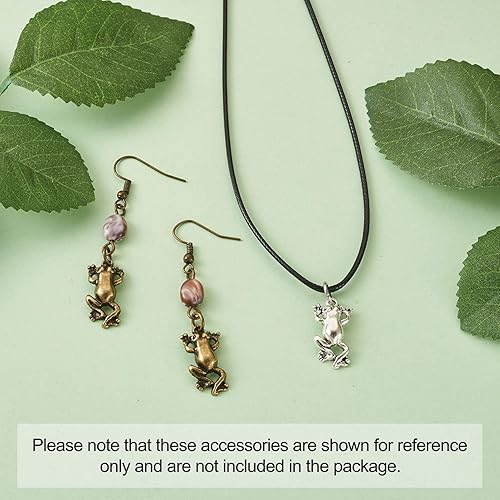 Miniatura 6 de Pandahall - 120 dijes de aleación de estilo tibetano de rana de 0.827 x 0.472 x 0.118 in, 4 colores de metal con diseño de rana y animales, para