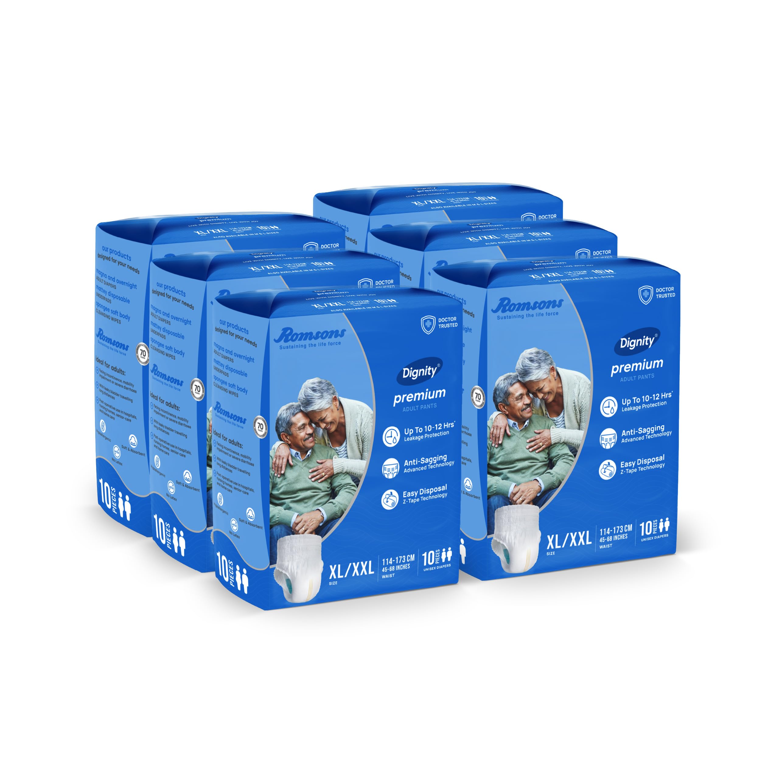 DIGNITY Premium Pant Style Adult Diapers - XL/XXL (60 Pieces) With Wetness Indicator and Leakage Protection Upto 10-12 Hrs.