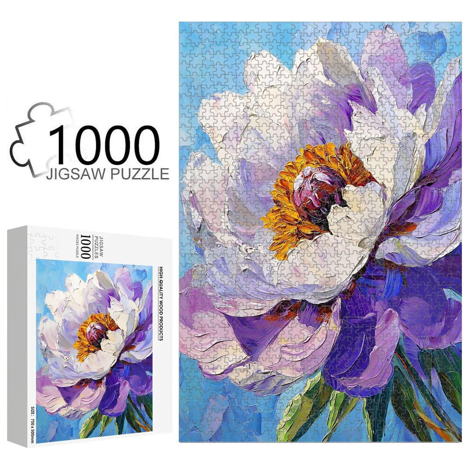 2000 elementów, puzzle dla dorosłych, fioletowe i kwiatowe drewniane puzzle 1T#1728