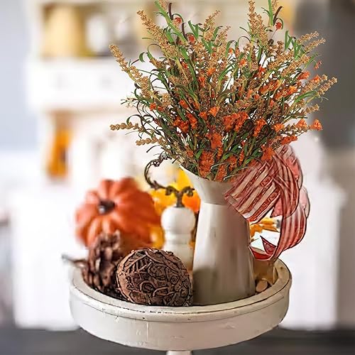 Miniatura 4 de CISDUEO 2 piezas de flores artificiales de otoño para decoración, ramo de otoño, flores artificiales secas, arreglo floral sintético, ramos de