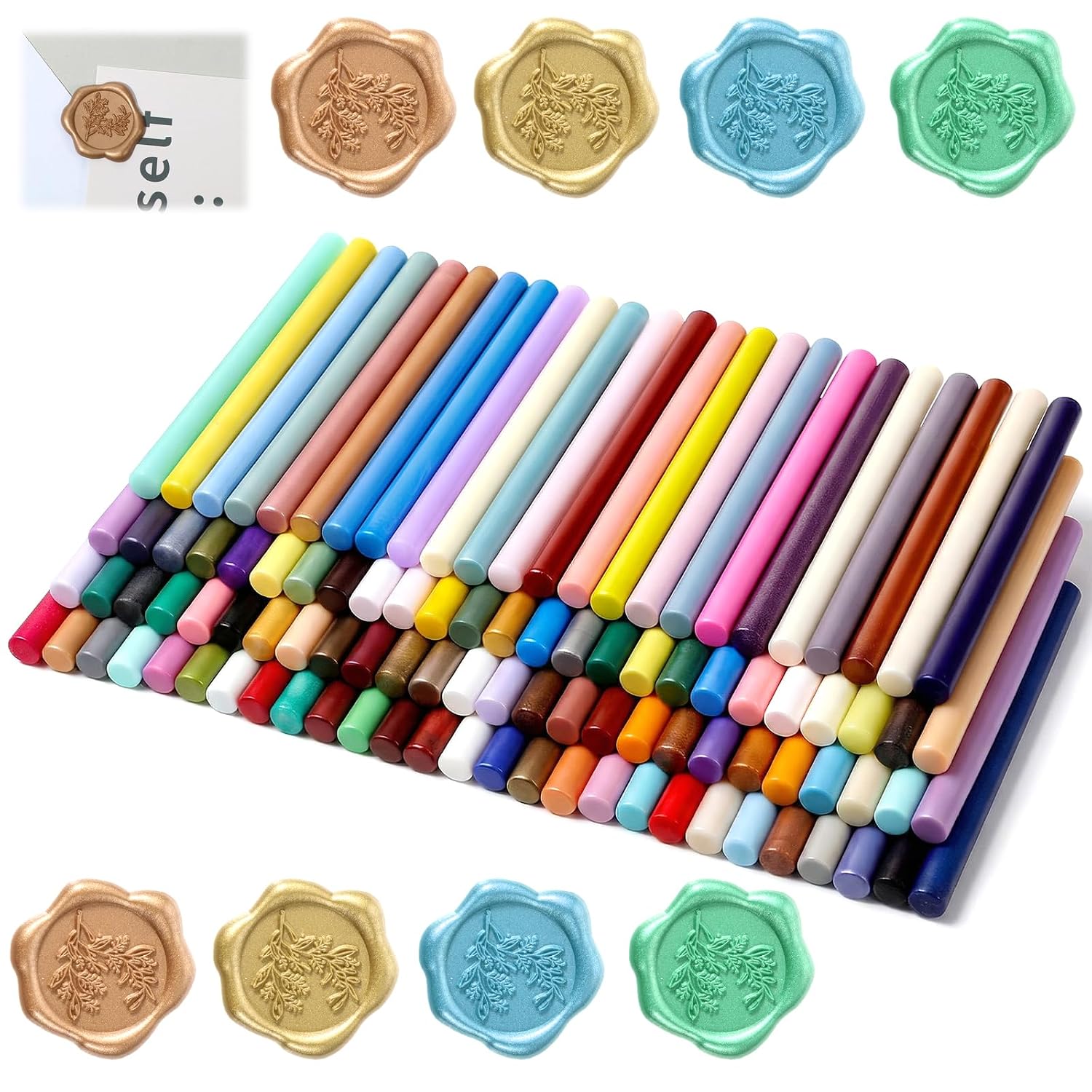 100 Pcs Sealing Wax Sticks for Wax Seal Stamp, Assorted Color Sealing Wax Glue Gun Wax Seal Sticks Mini Wax Gun Stick for Wedding Invitations, Letter, Envelope, Cards and Crafts