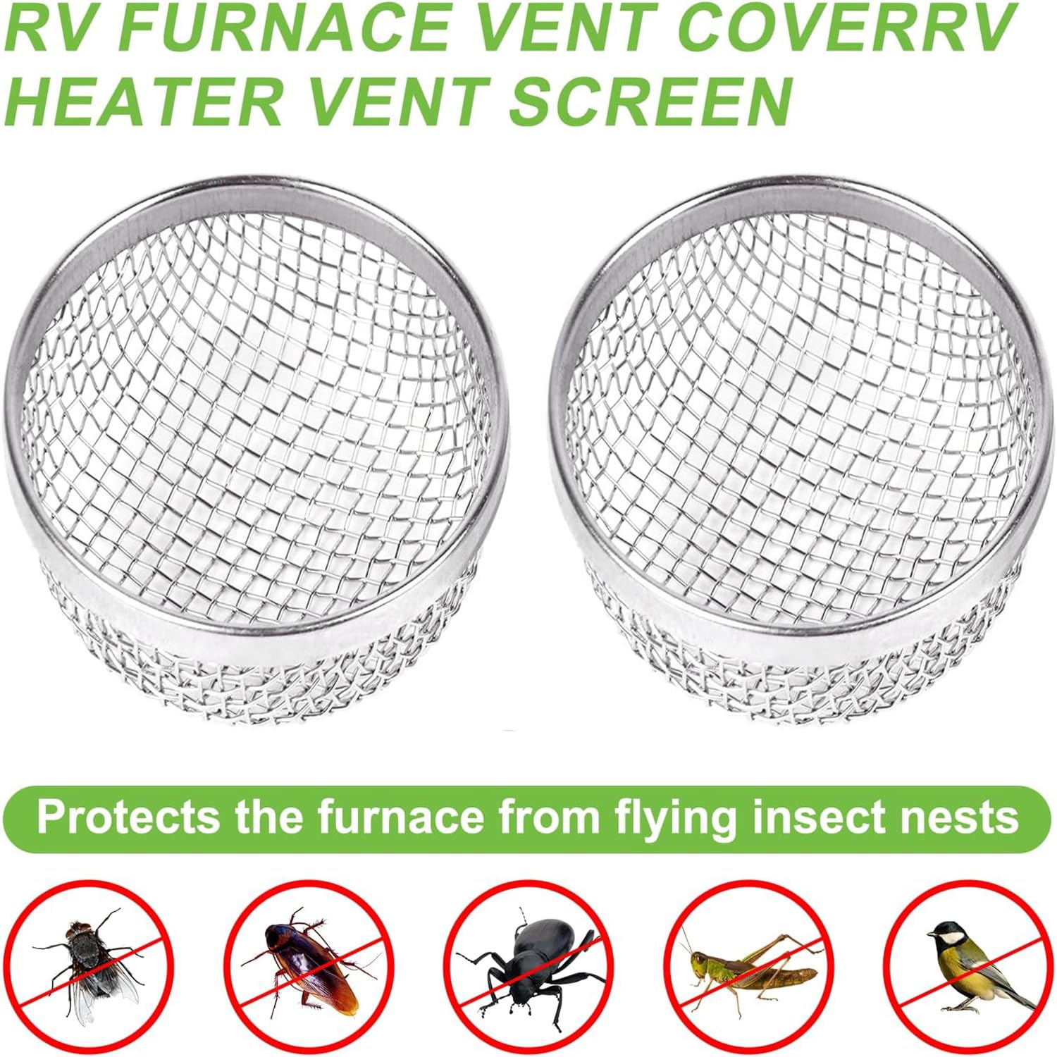 2PCS RV Furnace Vent Screen with Premium Stainless Steel, RV Heater Vent Cover with Installation Tool, 1 - Image 3