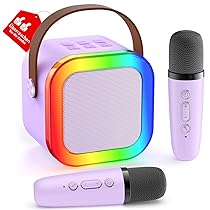 Ankuka Microfono Bambini Karaoke con Microfono per Bambini 4 5 6 7 8 9 Anni, Microfono Karaoke Bluetooth con Effeti Cambia Voce, Giochi Bambini Regalo Bambini per Compleanno Natale(Viola)