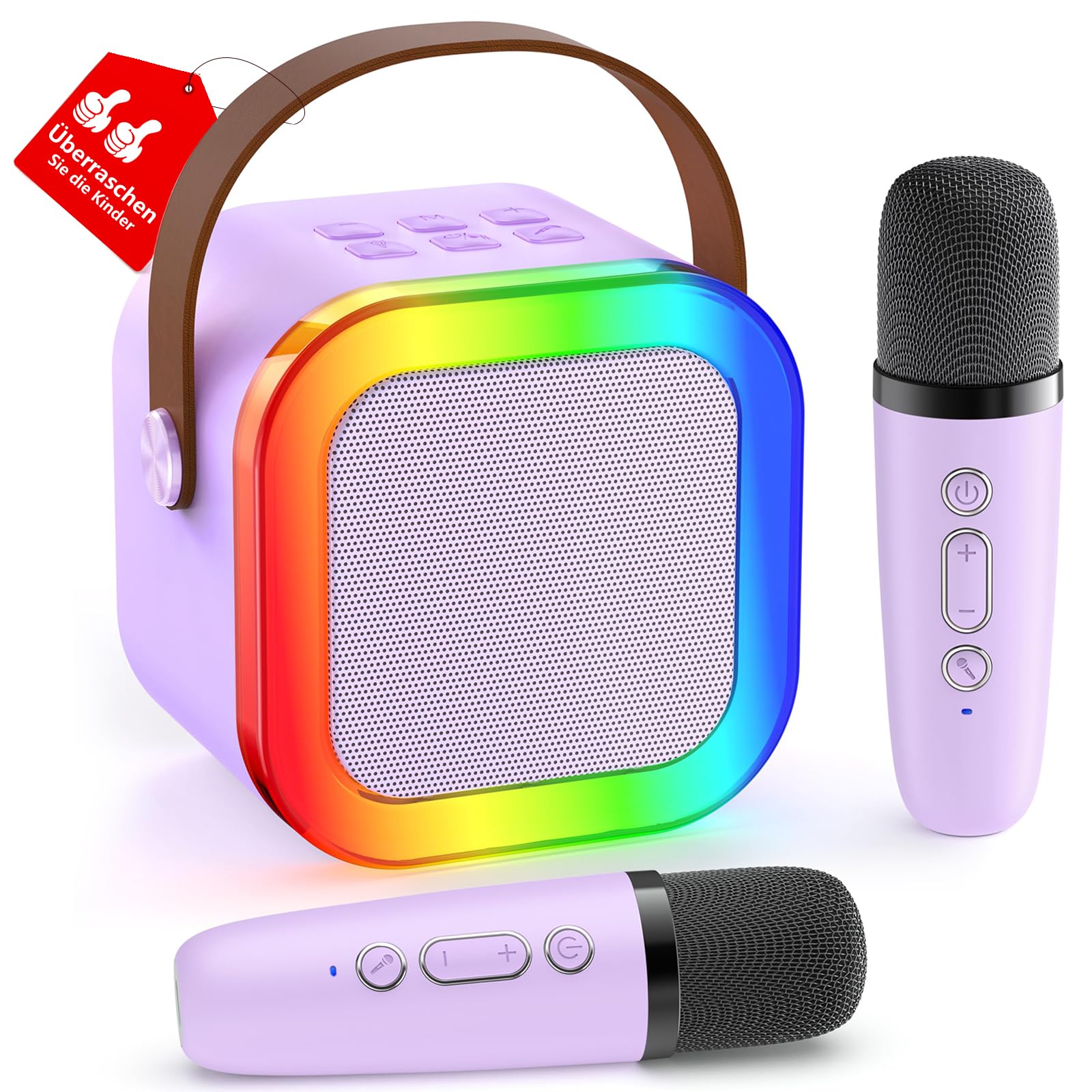 Ankuka Microfono Bambini Karaoke con Microfono per Bambini 4 5 6 7 8 9 Anni, Microfono Karaoke Bluetooth con Effeti Cambia Voce, Giochi Bambini Regalo Bambini per Compleanno Natale(Viola)