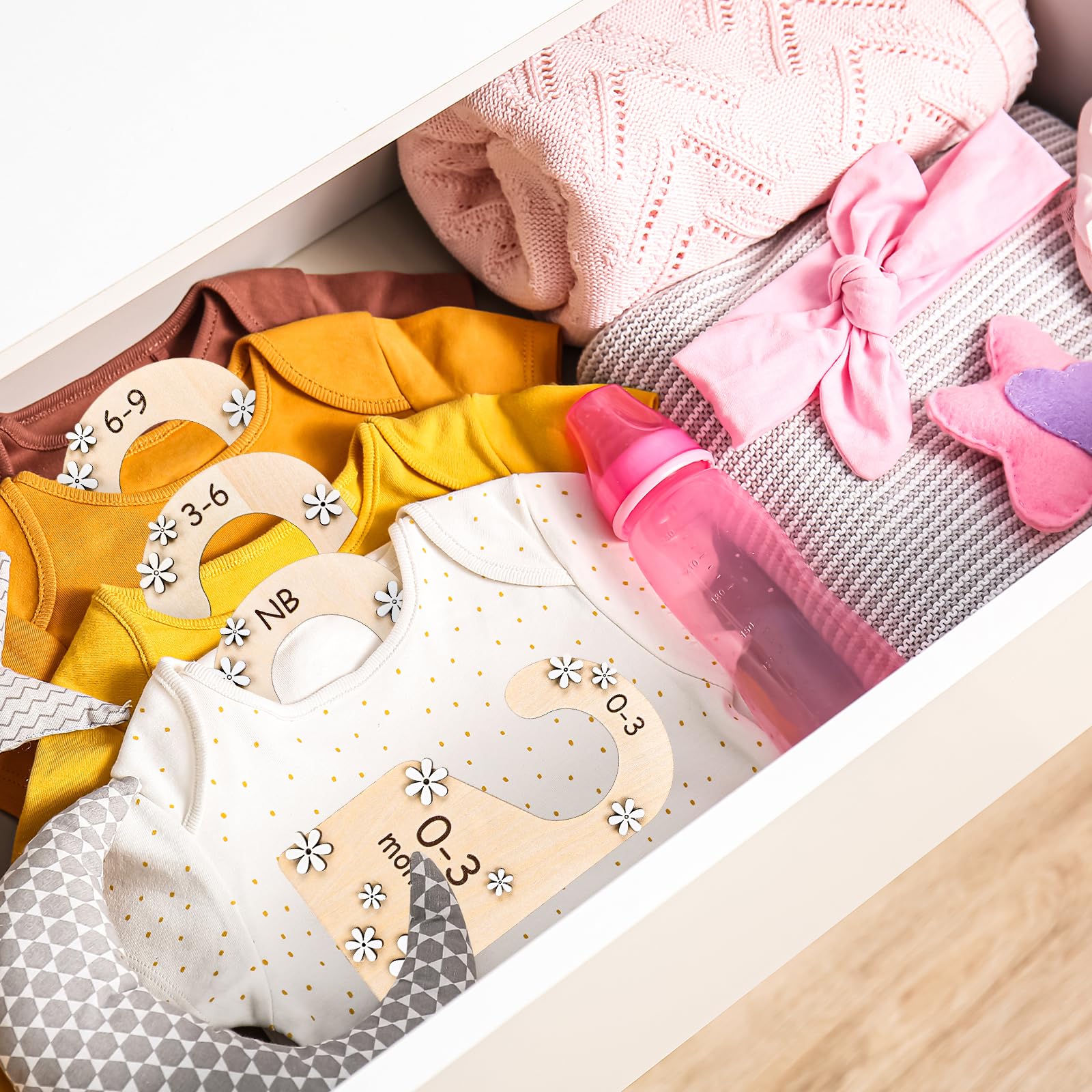 8-Piece Baby Wardrobe Organizer - Daisy Flower Closet Dividers For Nursery Clothing Organization