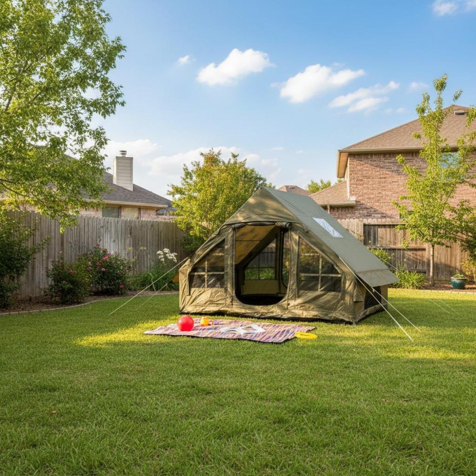 Refugio Portátil Inflable Camping con Apertura Rápida y Doble Puerta con Malla Transpirable Acuado para Senrismo Picnic y Excursiones