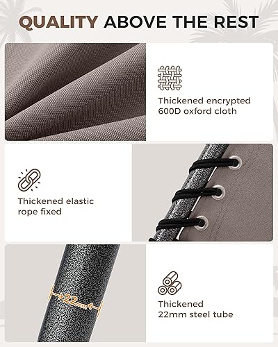 Miniatura 6 de KingCamp Paquete de 2 sillas de bronceado con agujero facial, sillas de descanso plegables para exteriores, cómodas, ajustables, de 5 posiciones,