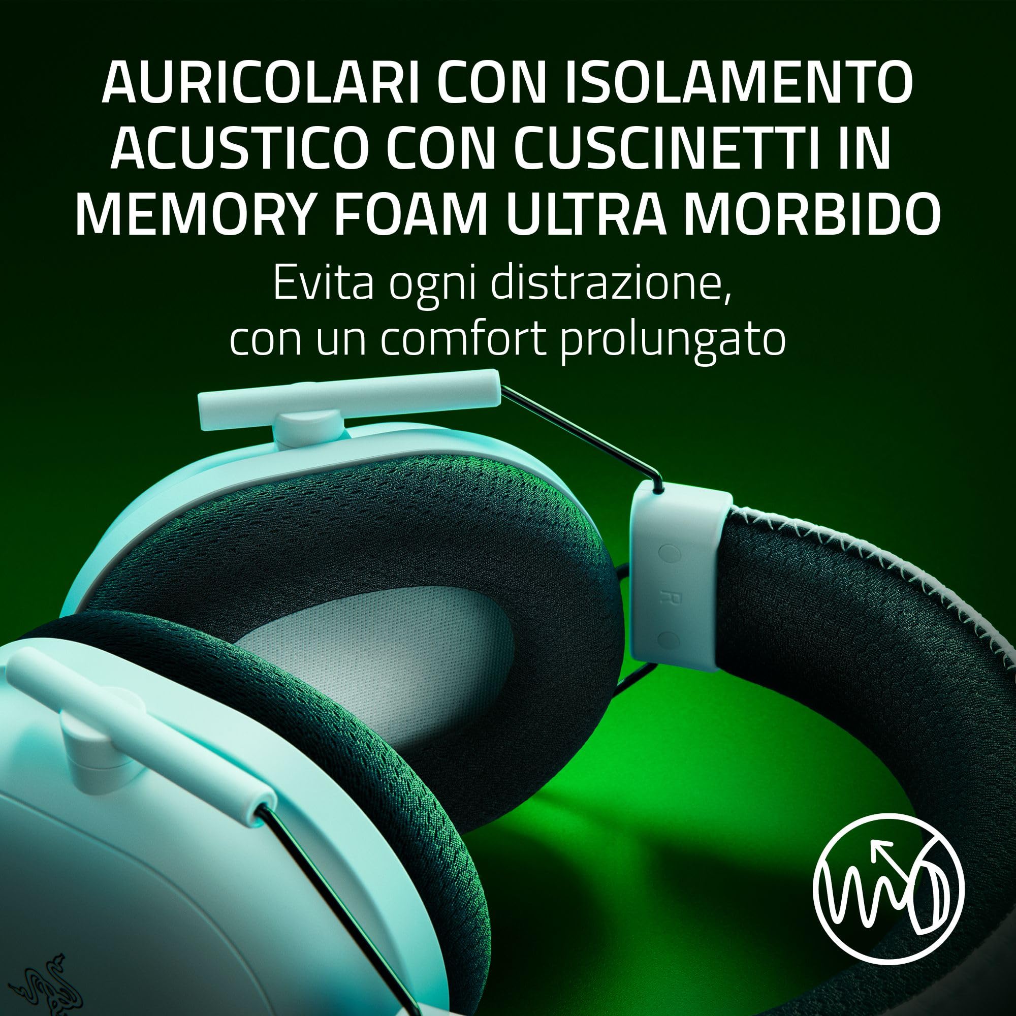 Razer Blackshark V2 Pro (Xbox) - Cuffia E-Sports Senza Fili per Xbox S|X e One (Membrane Triforce da 50mm, HyperSpeed Wireless 2,4 GHz, Microfono HyperClear staccabile) Bianco