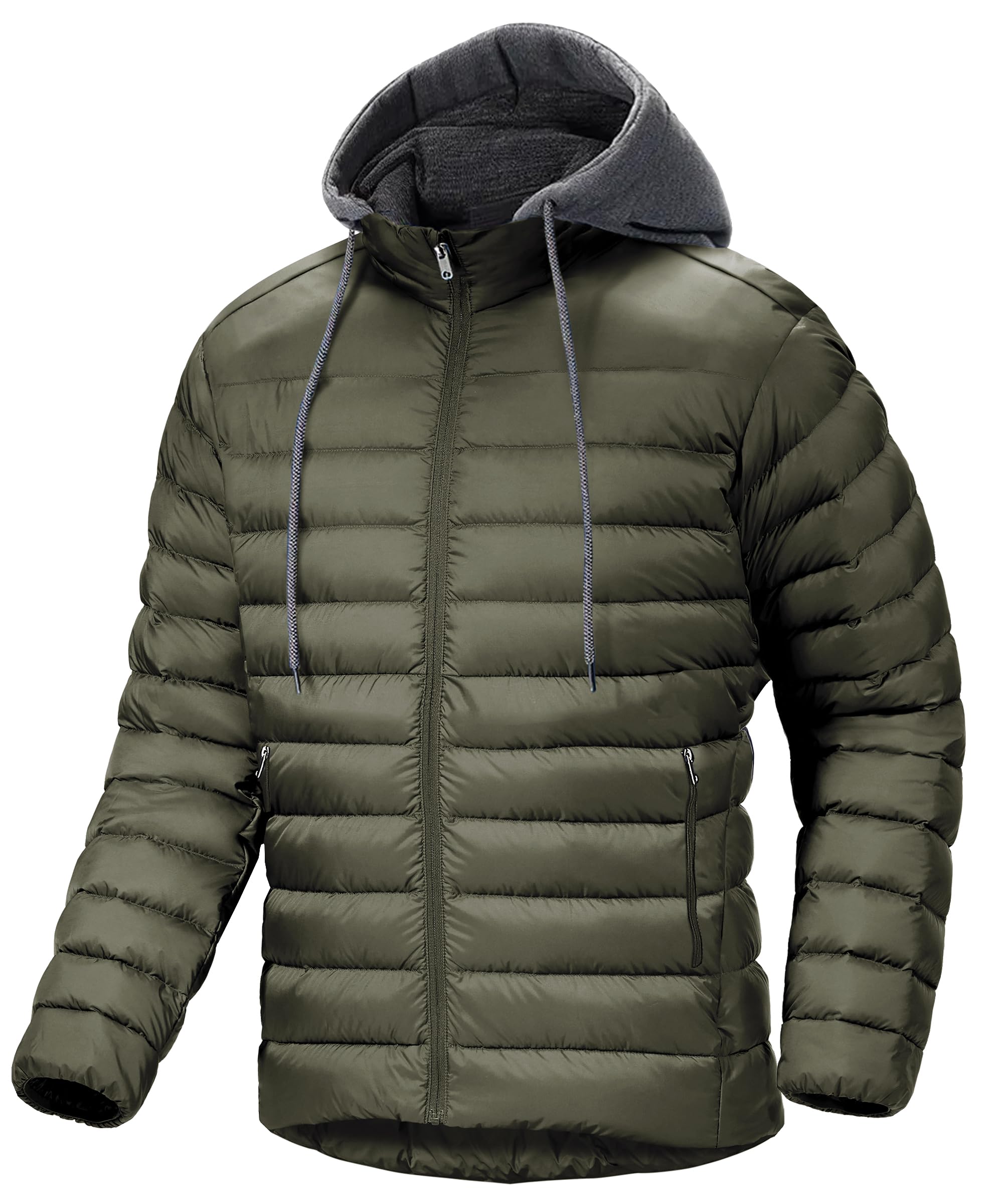 ZITY Puffer Jacket Men Lightweight Winter Coat Hooded Puffy Warm Jacket | Insulated, Quilted, Water Resistant, Windproof, Full Zip, Zip Pockets, Quilted Lined, Packable, Casual, Travel, Hiking