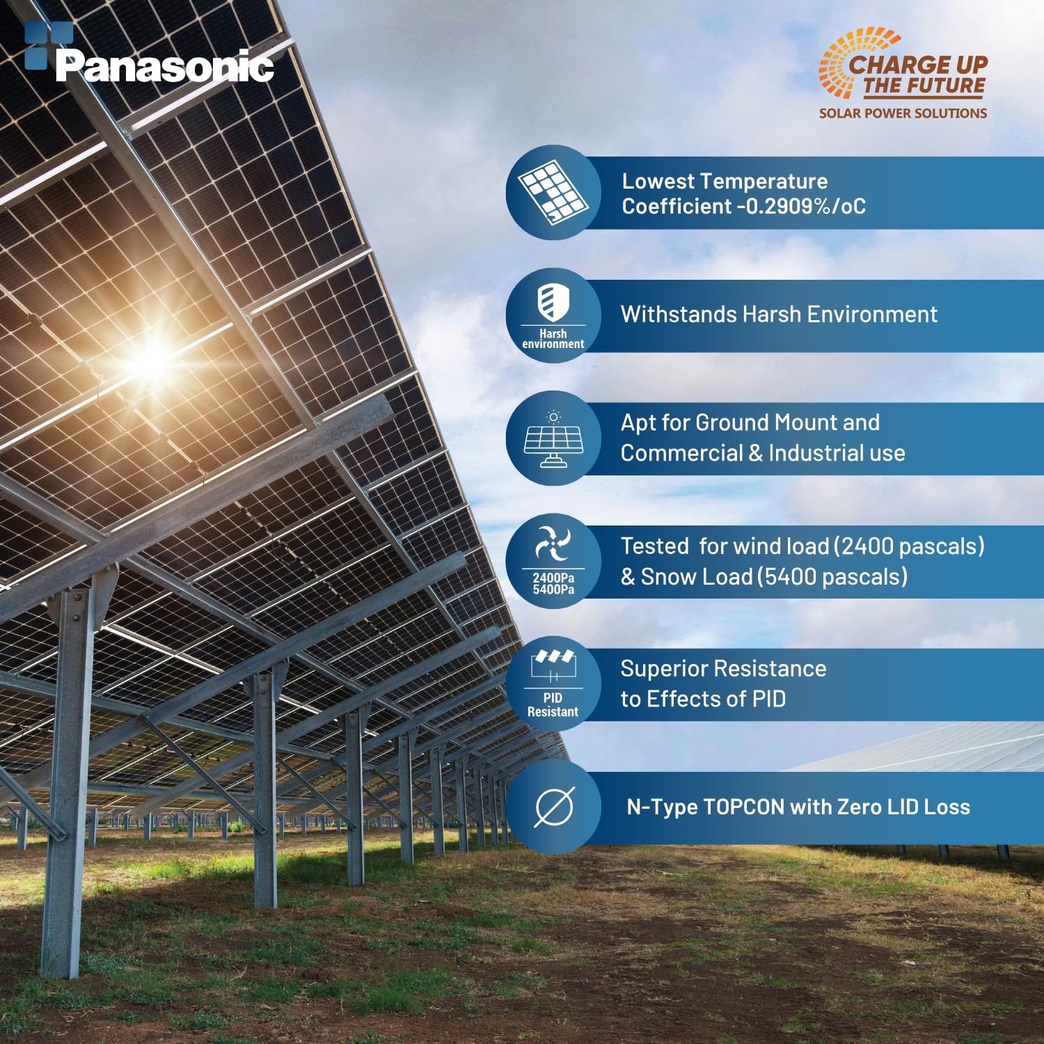 Anchor By Panasonic N-Type TOPCon 585Watt Solar Panel, Non DCR Half Cut 144 Cell, Dual Glass Bifacial Solar Module, 10BB, 30 Years Linear Performance Warranty (Pack of 2) - Image 4 thumbnail