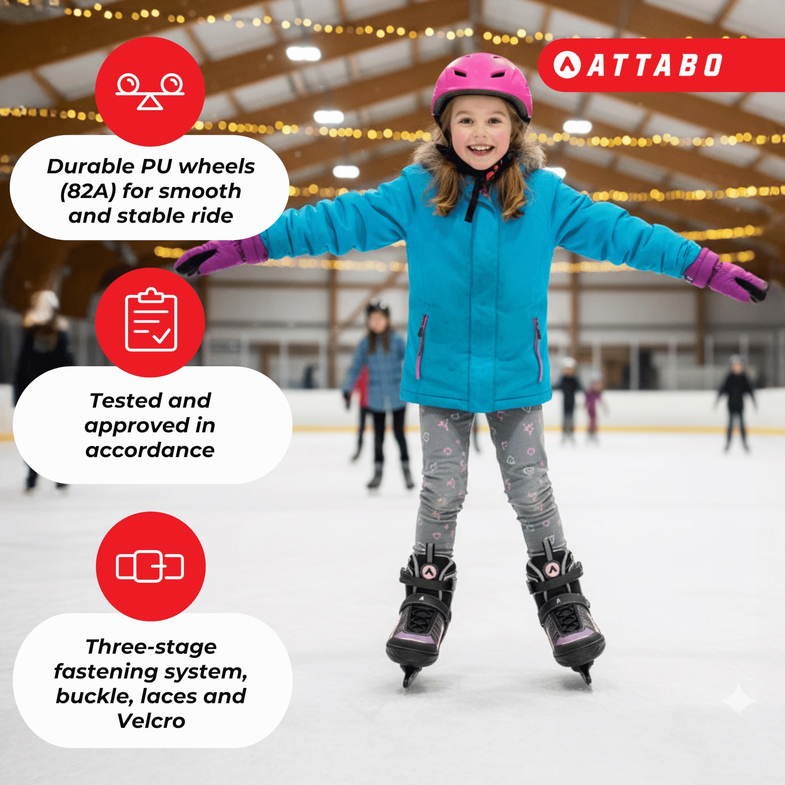 ATTABO Bladeroll 2-in-1 Kinderschlittschuhe & Inline Skates – Verstellbar, mit Wechselkufe, ABEC-7-Lager, Aluminiumrahmen & TPR-Bremse, Komfort & Sicherheit für Kinder