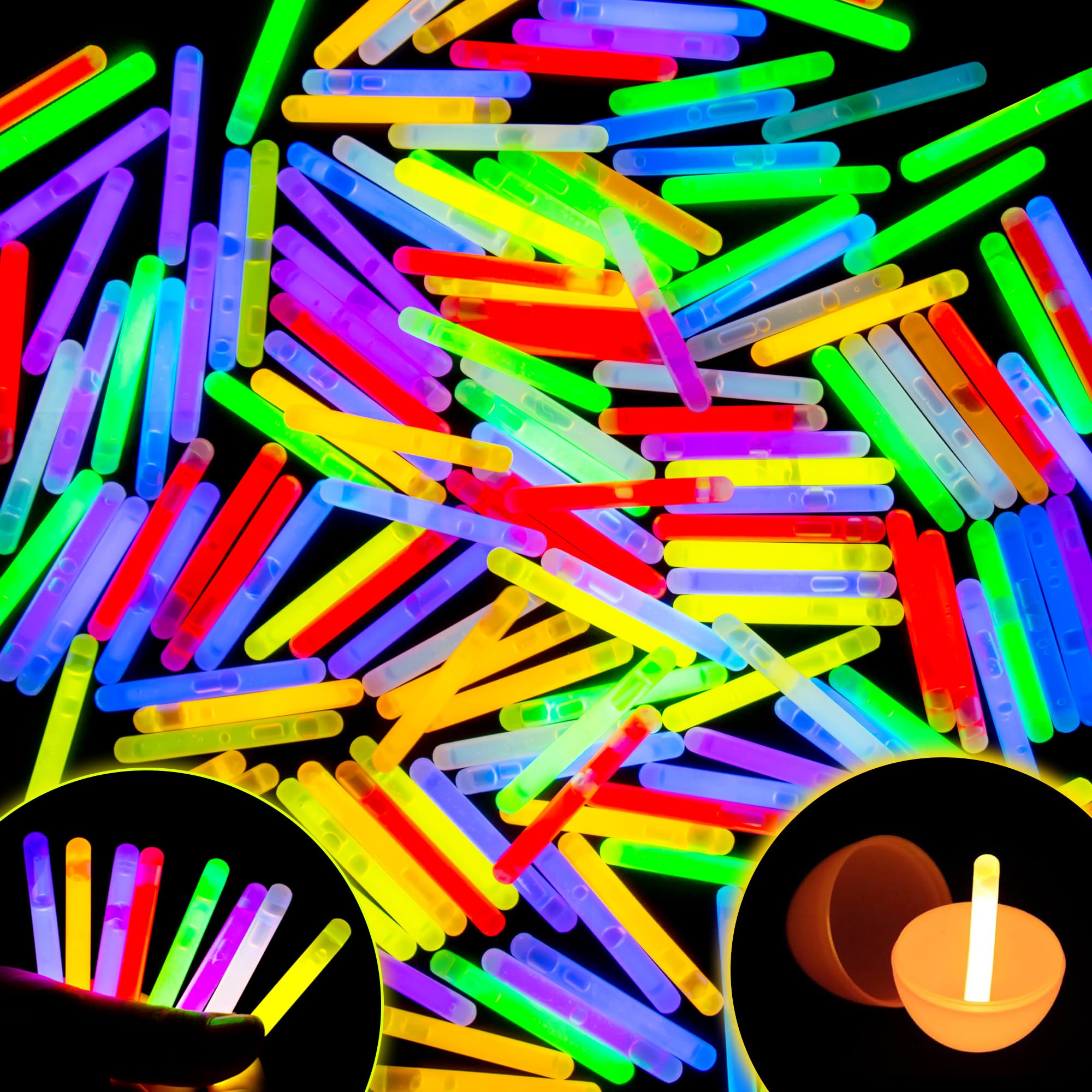 Petits bâtons phosphorescents 8 couleurs 5 cm haute luminosité 400 pcs - 8
