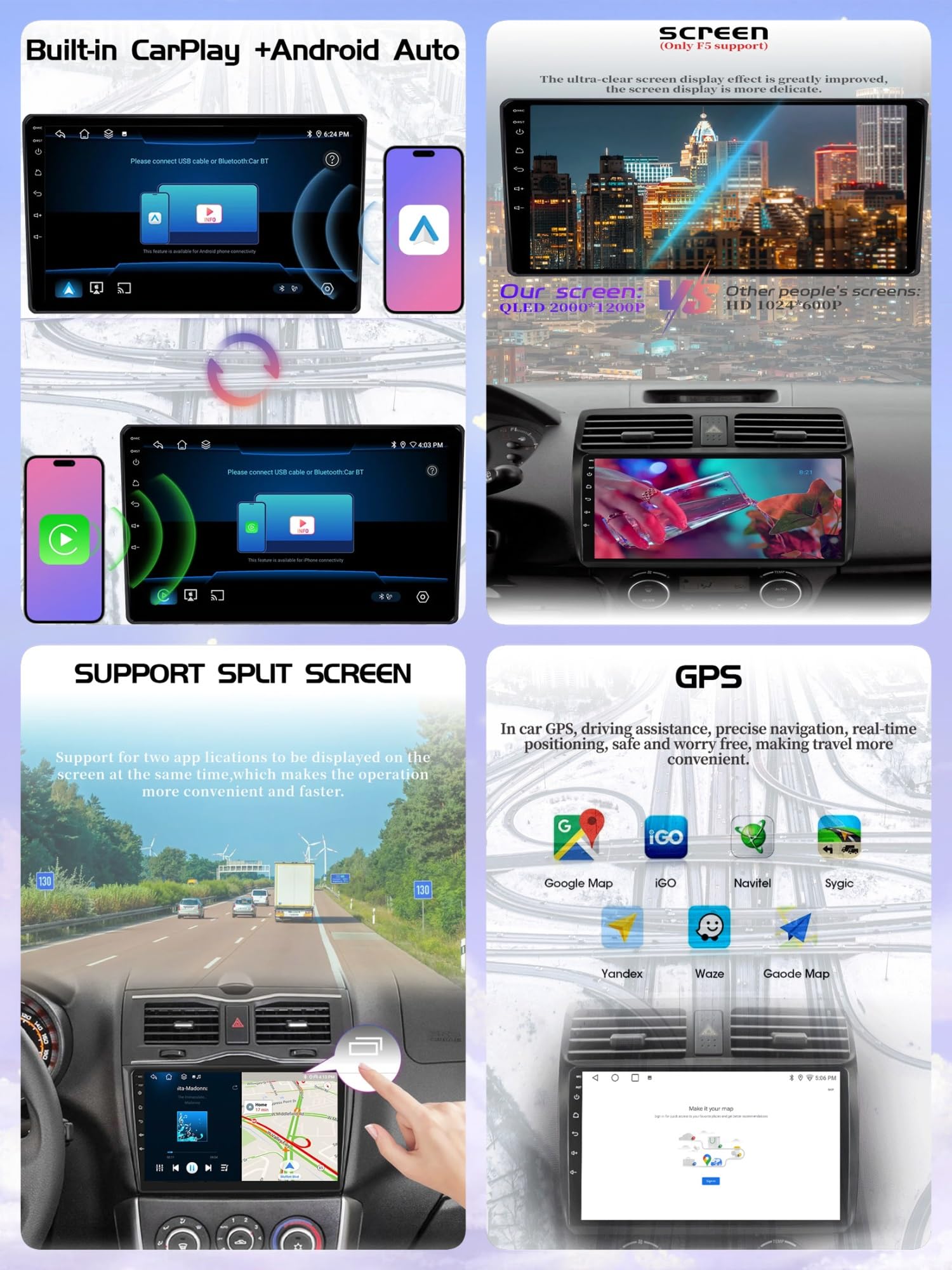 12.3 Zoll Android 14 Touchscreen Bildschirm Autoradio 2 Din für Mercedes Vito W447 2014-2022 mit Kabellosem Carplay Bluetooth GPS Navi Lenkradsteuerung Rückfahrkamera(F1 (2+32G))
