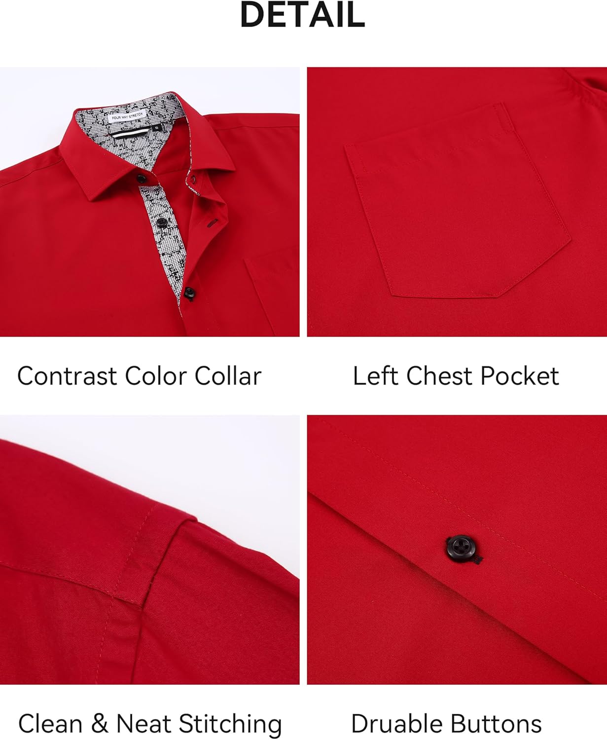 Esabel.C Mens Short Sleeve Dress Shirts 4-Way Stretch Regular Fit Stretch Wrinkle-Free Casual Button Down Shirts - Image 4