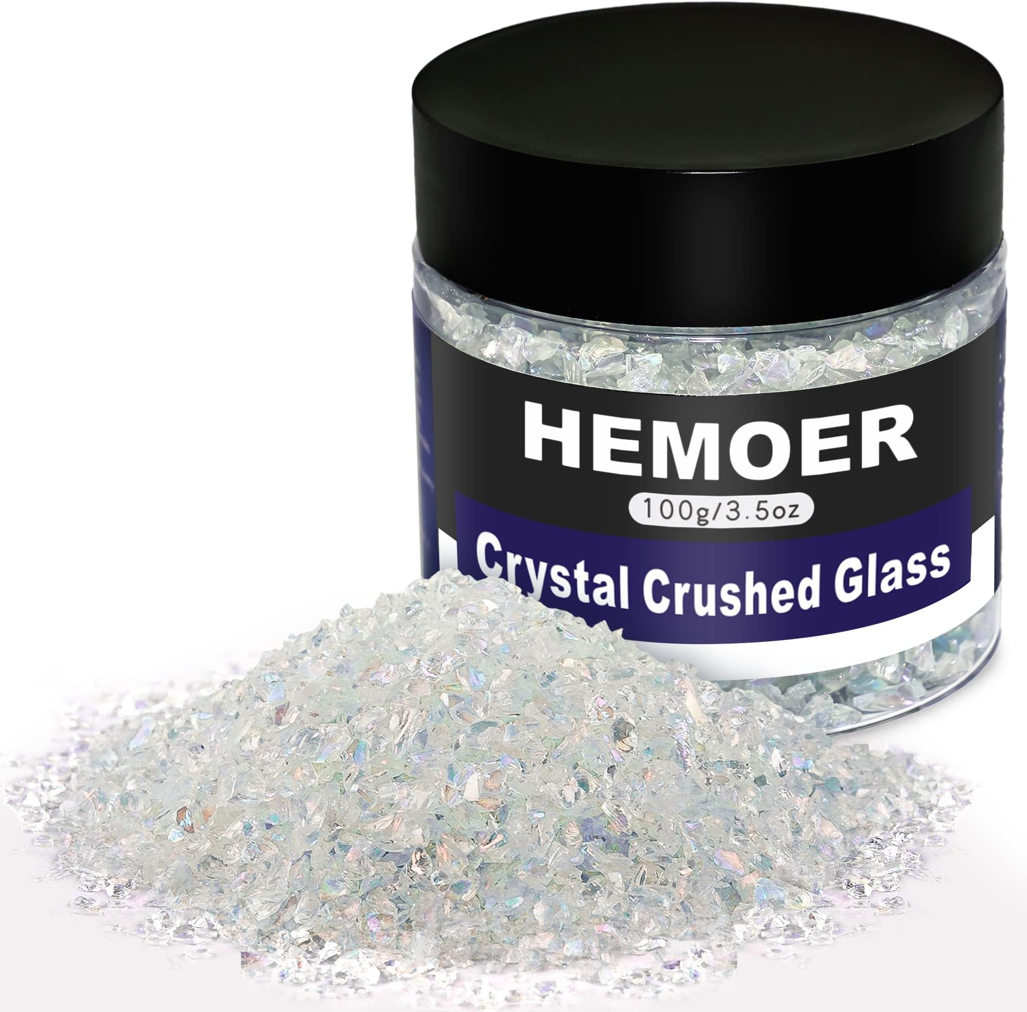 HEMOER 100g Crystal Crushed Glass Craft Glitter for Resin, 2 4mm Irregular Crystal Chips Gravel Gem Stones for Nail, Epoxy Resin Craft, Vase Fillers, DIY Jewelry Making, Phone Case and Home Decor