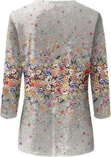 Miniatura 3 de Camisetas personalizadas para mujer, a la moda, casual, de séptima manga, estampada, cuello redondo, camiseta