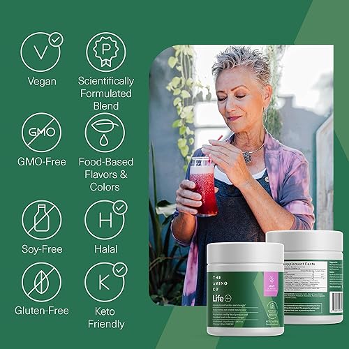 Miniatura 5 de The Amino CO. Life Essential Amino Acids Powder - EAA Supplement for Muscle Growth - Leucine and Citrulline for 40+ - Vegan, Non-GMO, Grape, 30