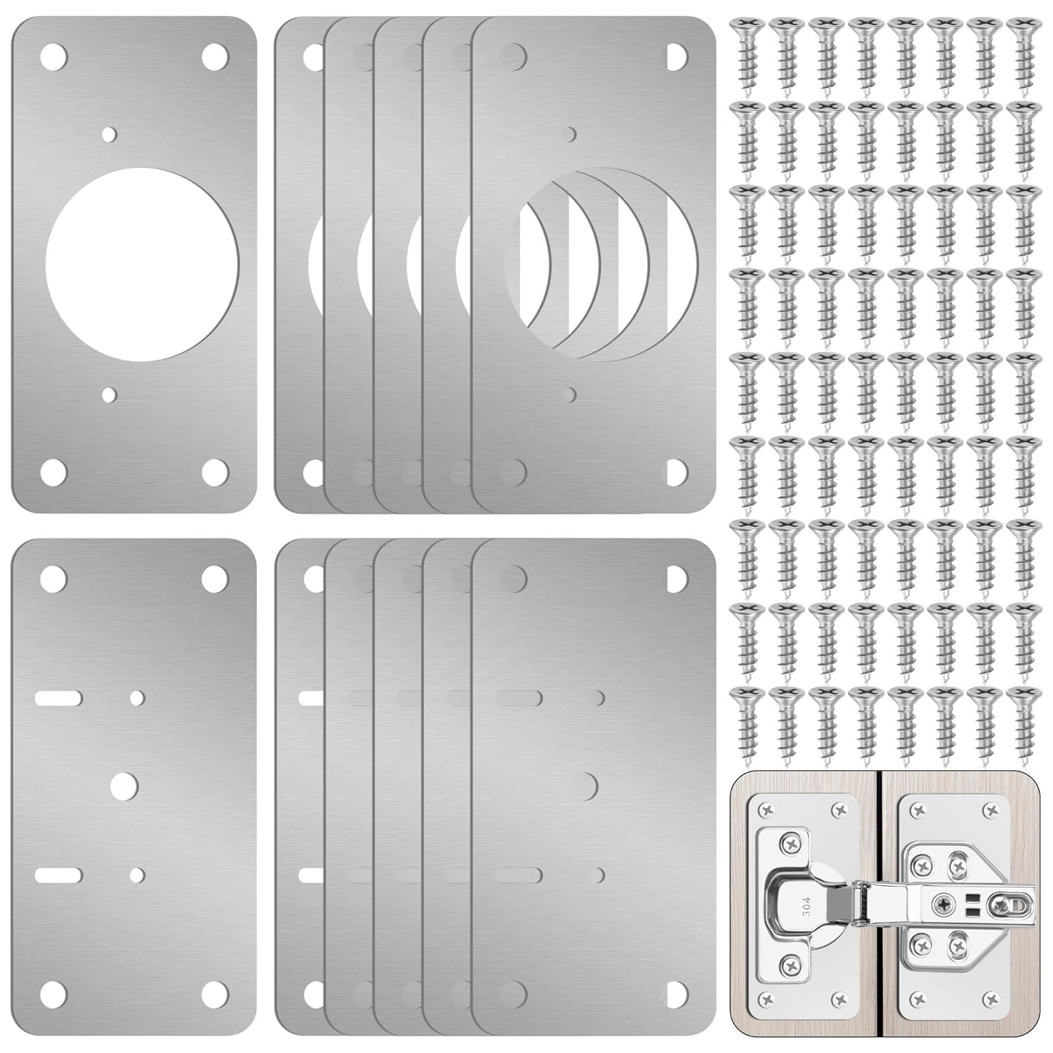 12-Pack Cabinet Hinge Repair Kit - Hinge Fixing Plates for Kitchen Cupboard Locker Cabinet Doors