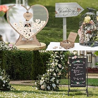 SELEAD Wedding Guest Book Alternative + Metal Swinging Chalkboard with Wheels for Party, Wedding, Business