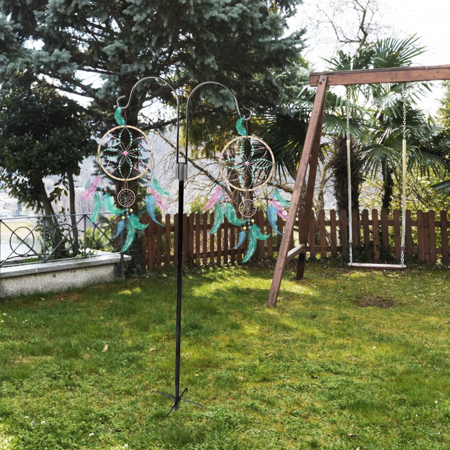 Outdoor Iron Ground Hook Shepherd Hook Stake for Garden Durable Garden Decoration for Hanging Lanterns Bird Feeders and Plant Baskets Easy to Install Resistant Design