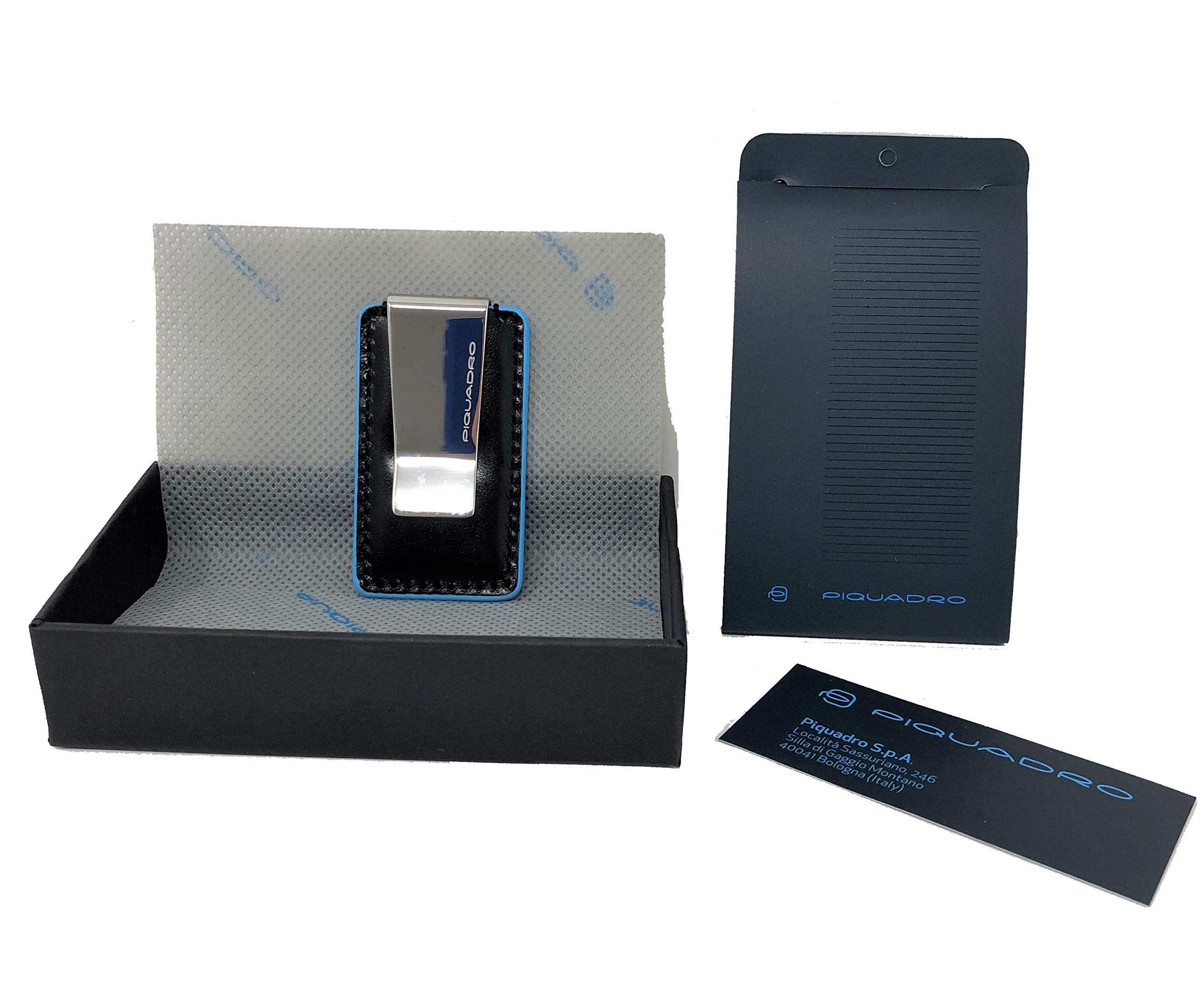 PIQUADRO – Ferma Banconote - In pelle – Blue Square – Unisex - Colore Nero