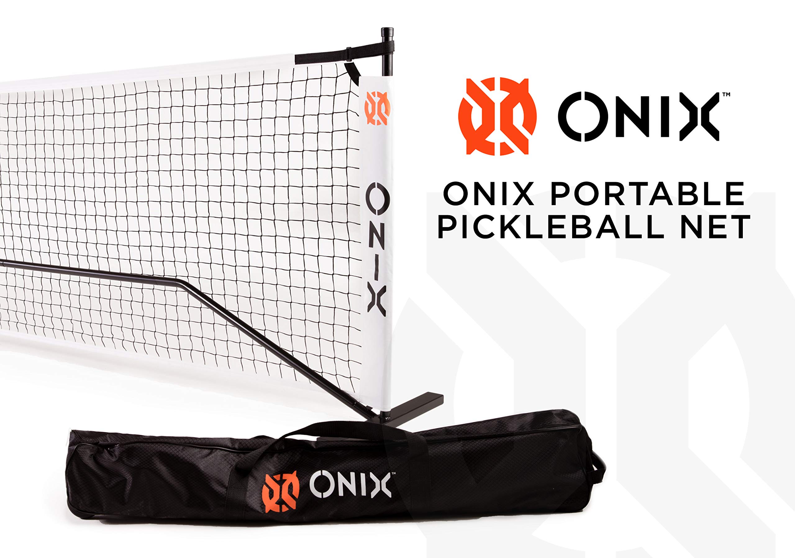 ONIX Pickleball Netz, 2-in-1 tragbares Netz und Übungsnetz-Set, inkl. Tragetasche mit Rollen, Weiß