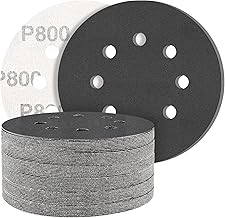 STEBRUAM 50PCS 125mm Dry Wet Sanding Discs 800 Grit, Hook and Loop Sandpaper Silicon Carbide Orbital Sander Discs for Polishing/Metal/Automotive