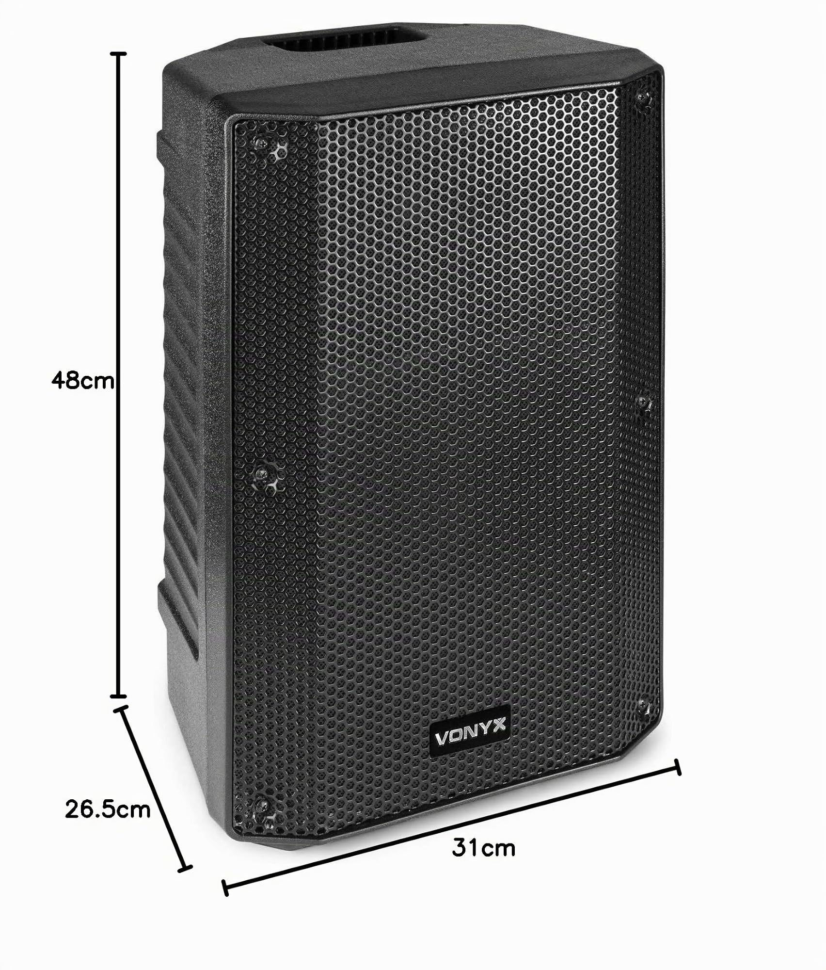 Vonyx VSA10P - Juego de Altavoces pasivos 10” 1000W con Carcasa ABS Resistente, Asas y Ruedas, Ideal para música, Voz y Canto en Eventos, escenarios y Uso móvil Profesional
