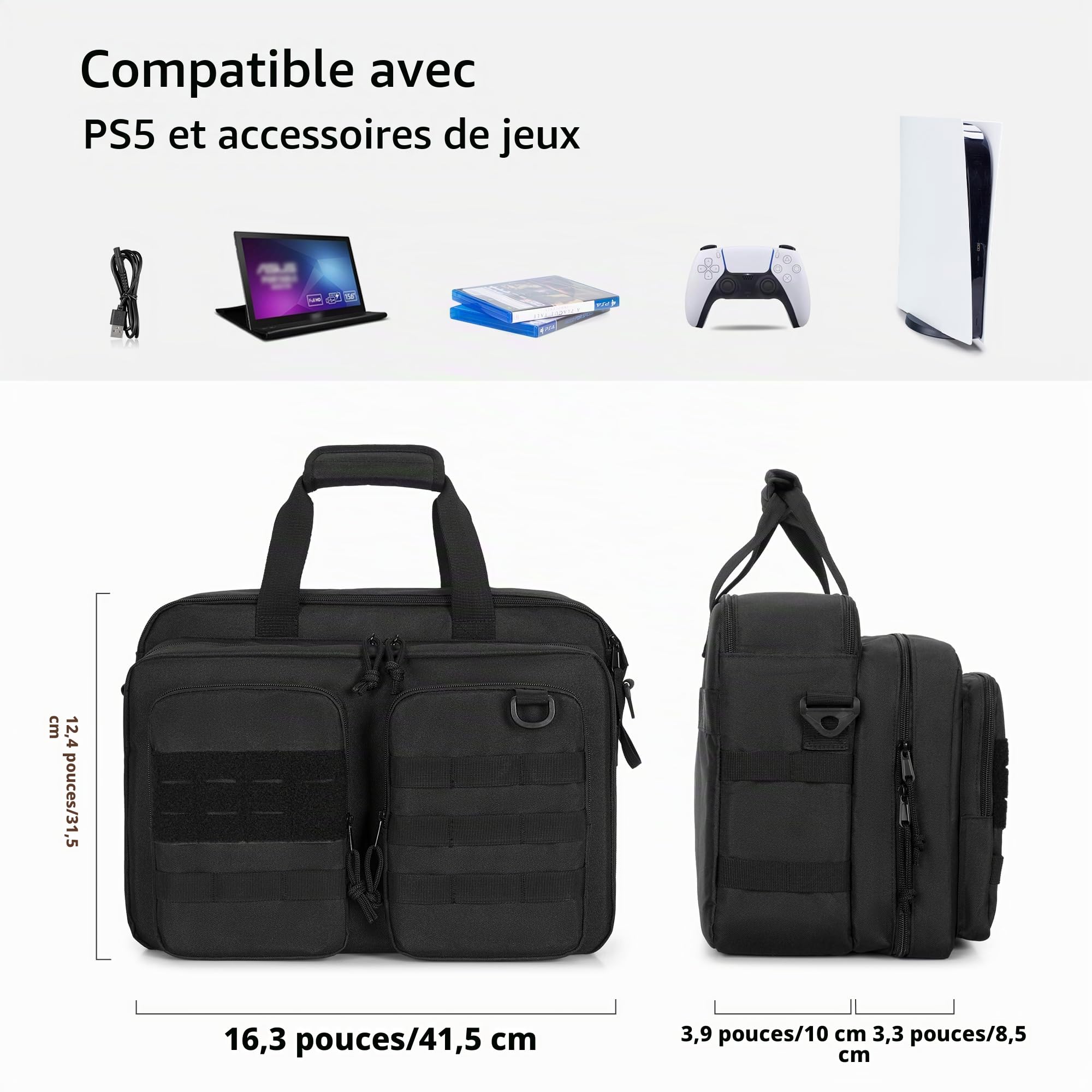 PGmoon Sac de Transport Compatible avec Console PS5/PS5 Slim/PS5 Pro