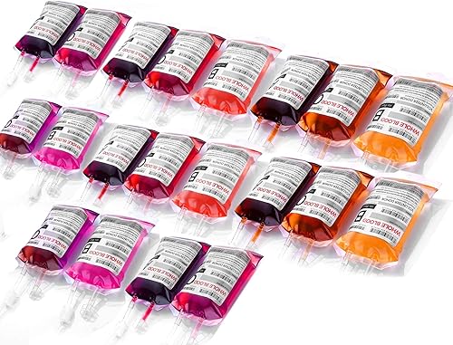 WYNK 20 Pack Halloween Decorations Blood Bag for Drink, 11.5 FL Oz Reusable Cups Containers, Live Blood of Theme Parties, Halloween/Vampire/Hospital Theme Party Favors, Nurse Graduation Party Props