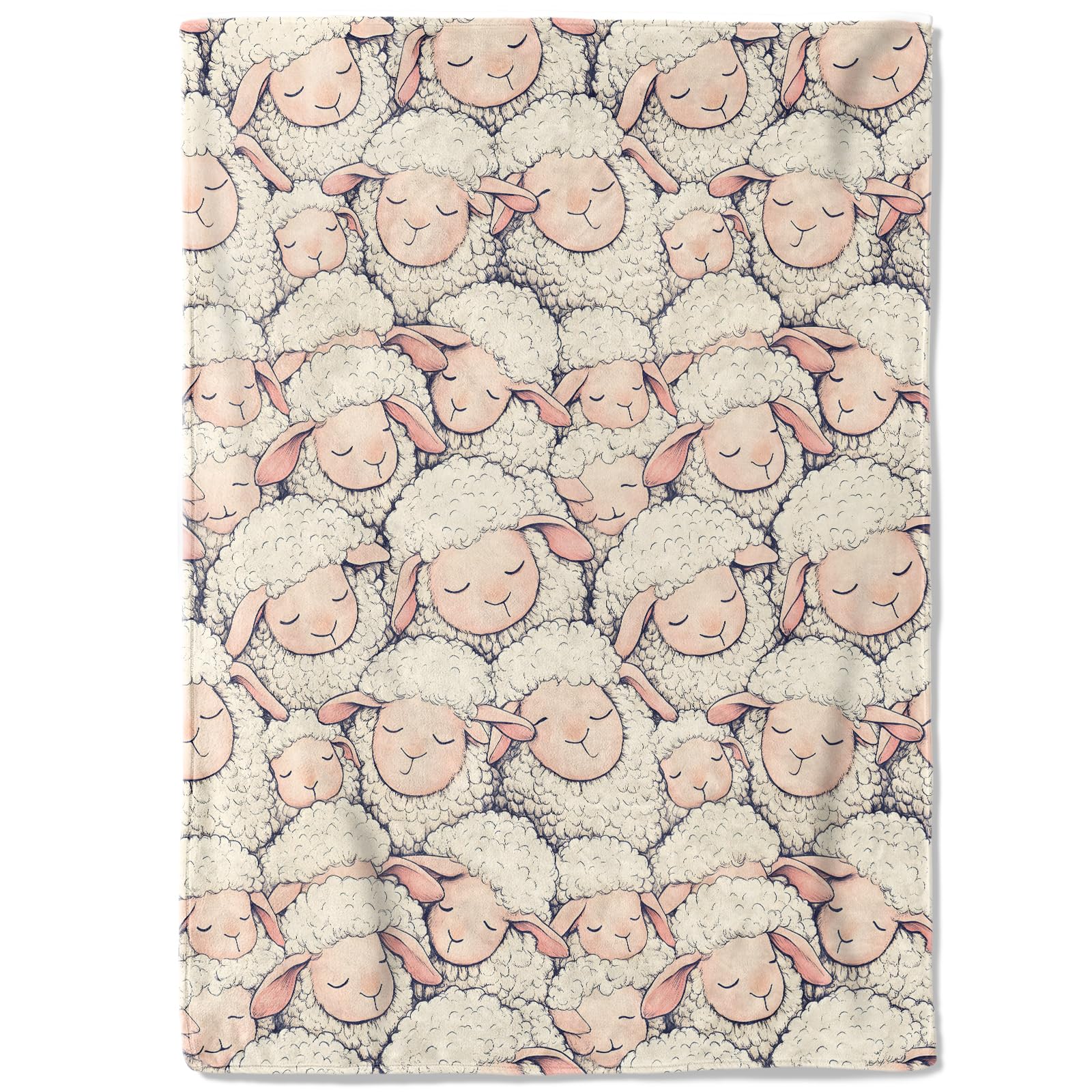 coedoaes Sleepy Sheep Fleece Blanket - 40x50in Cute Goat Throw Blankets,Soft Cozy Lightweight, Ideal for Living Room Home Whimsical Decor and Kids