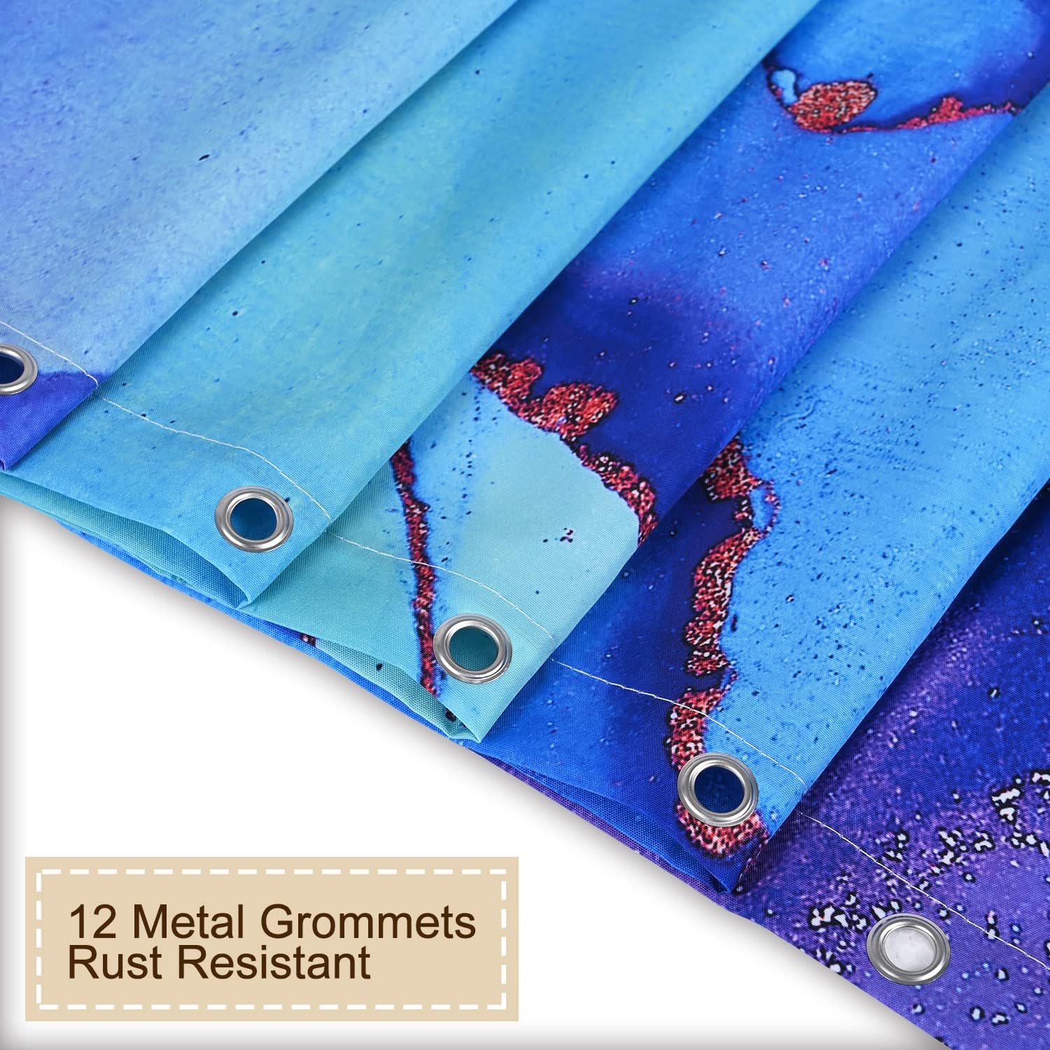 RosieLily Purple Marble Shower Curtain, Blue Abstract Bathroom Curtain, Colorful Ombre Shower Curtains Set with 12 Hooks, Pink and Gold Bathroom Decor, 72"x72"
