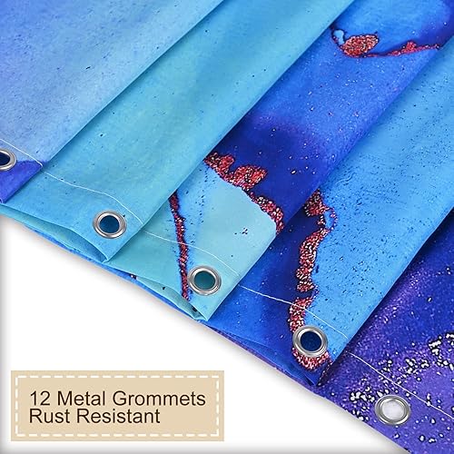 Miniatura 4 de RosieLily Juego de cortinas de ducha de mármol negro con 12 ganchos, decoración de baño, 72 pulgadas de ancho x 72 pulgadas de alto