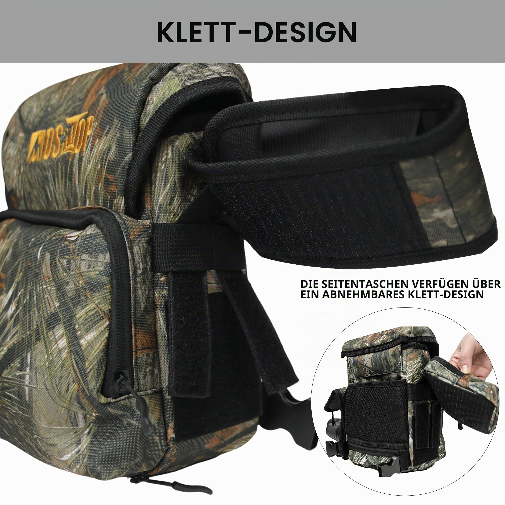 MDSTOP Fernglas-Brusttasche, Bino-Tasche mit Entfernungsmesser-Tasche, Bino Geschirr, für Vogelbeobachtung, Jagd, Wandern, Schießen (Kiefernnadel-Camo)