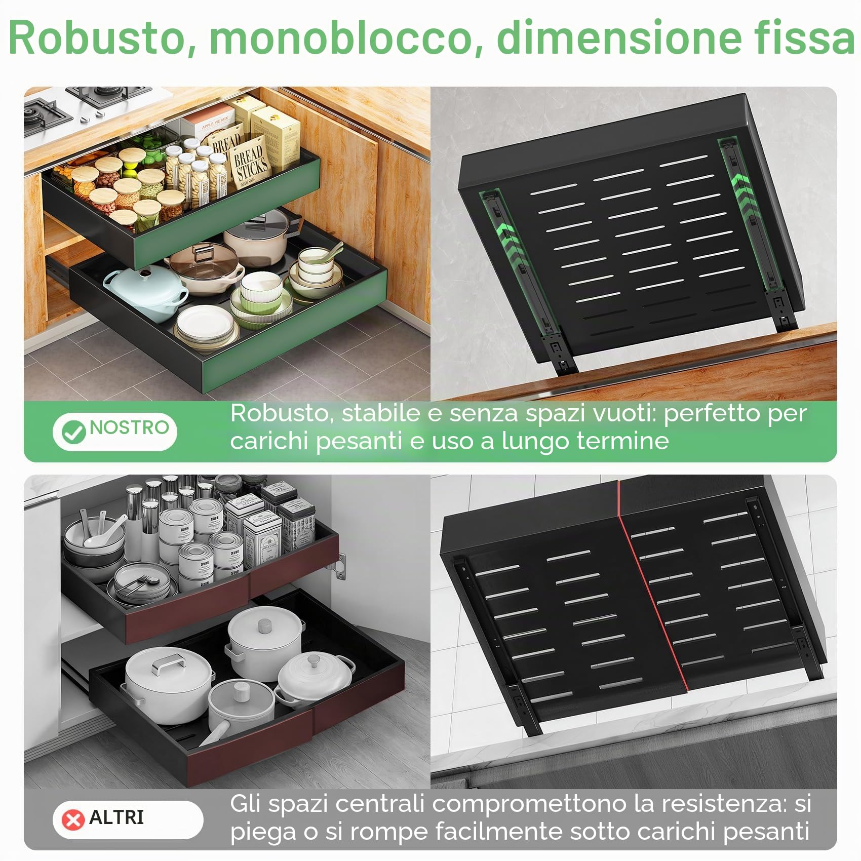 SAYZH Cassetto Telescopico, Ripiani per Cassetti Estraibili per Armadio da Cucina, Cassetto Scorrevole Estensibile Estraibile, Senza Bisogno di Trapano e Chiodi (Nero, 35 CM L x 43 CM P x 9 CM A)