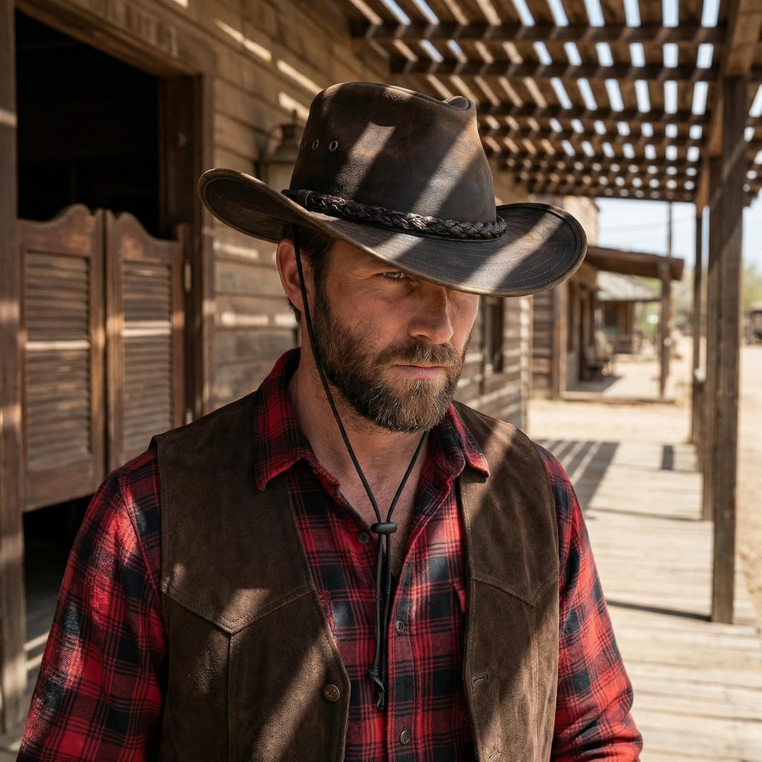 Bruneau Brown Classic Western Cowboy Hat - Outback Heritage Style, Wide Brim, Sun Protection, Distressed Wash, Unisex - Image 2