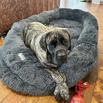 Large Human Dog Bed, Giant Dog Bed for Humans Warm and Super Soft in Winter Luxurious Faux Fur Plush Dog Beds Giant Beanbag Bed Grey 180x120cm