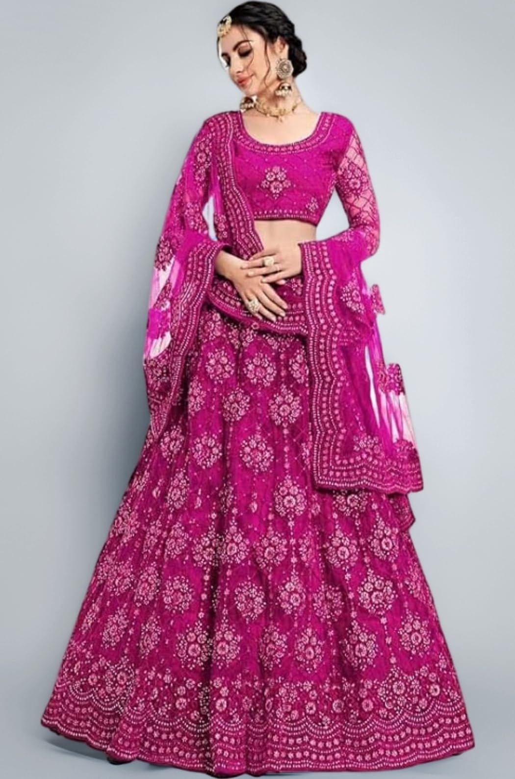 ZAALIMA FASHION Embroidered Semi Stitched Lehenga Choli Dupatta set with unstiched blouse piece and Flare Lehenga choli