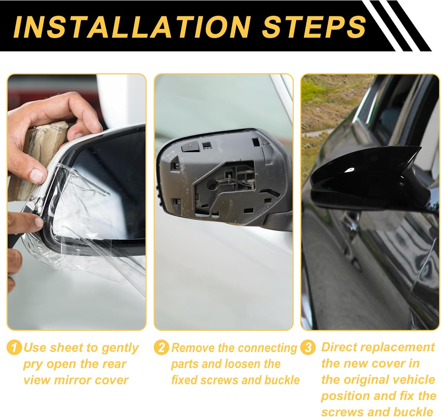 1 Set Car Rear View Driver Passenger Side Mirror Cover Cap Replacement Gloss Black for Ford F-150 F150 2009-2014 Replace 9L3Z17D743AA/9L3Z17D742AA