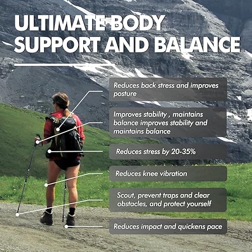 Miniatura 6 de KINGGEAR Walking Sticks - Adjustable Hiking Poles, Trekking Poles with Quick Flip Lock, Lightweight Collapsible, Durable 7075 Aluminum, Natural