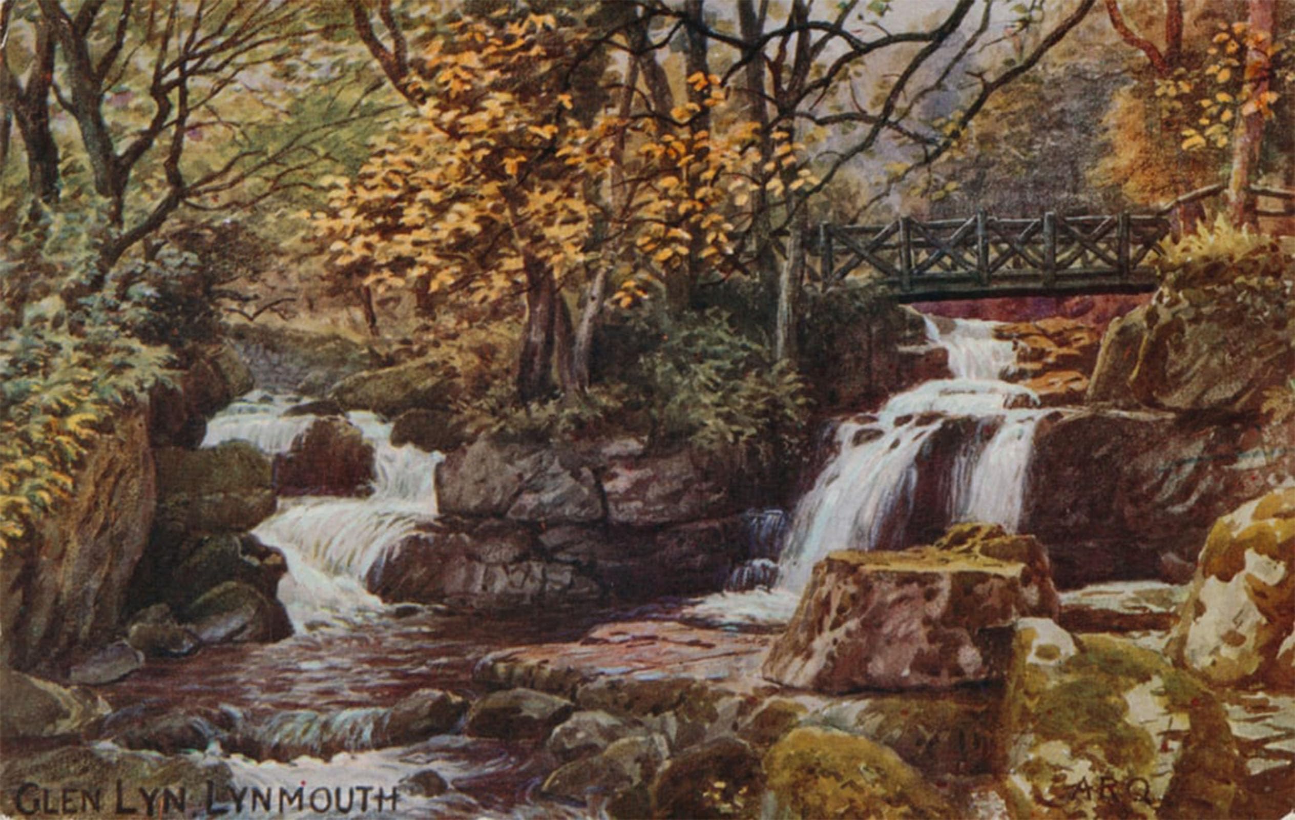 SERENDIPITP Vintage Picture Print on Canvas Wall Art Poster Glen Lyn Lynmouth by Alfred Robert Quinton Artwork Print Poster for Wall Decor 60x90cm