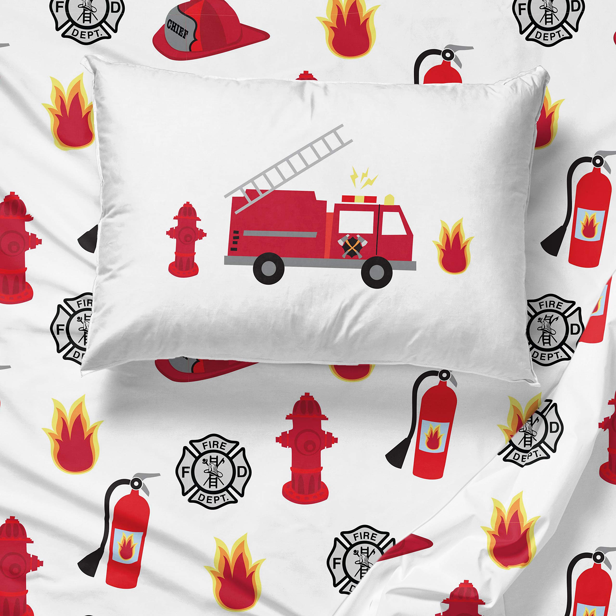 Trend Collector Fire Truck Twin Comforter Set 5 Piece Kids Bedding Blue | Bed in a Bag Comforter Sheets Sham Pillowcase Official Brand Soft Microfiber Machine Washable Easy Care Boys Gift product thumbnail 7