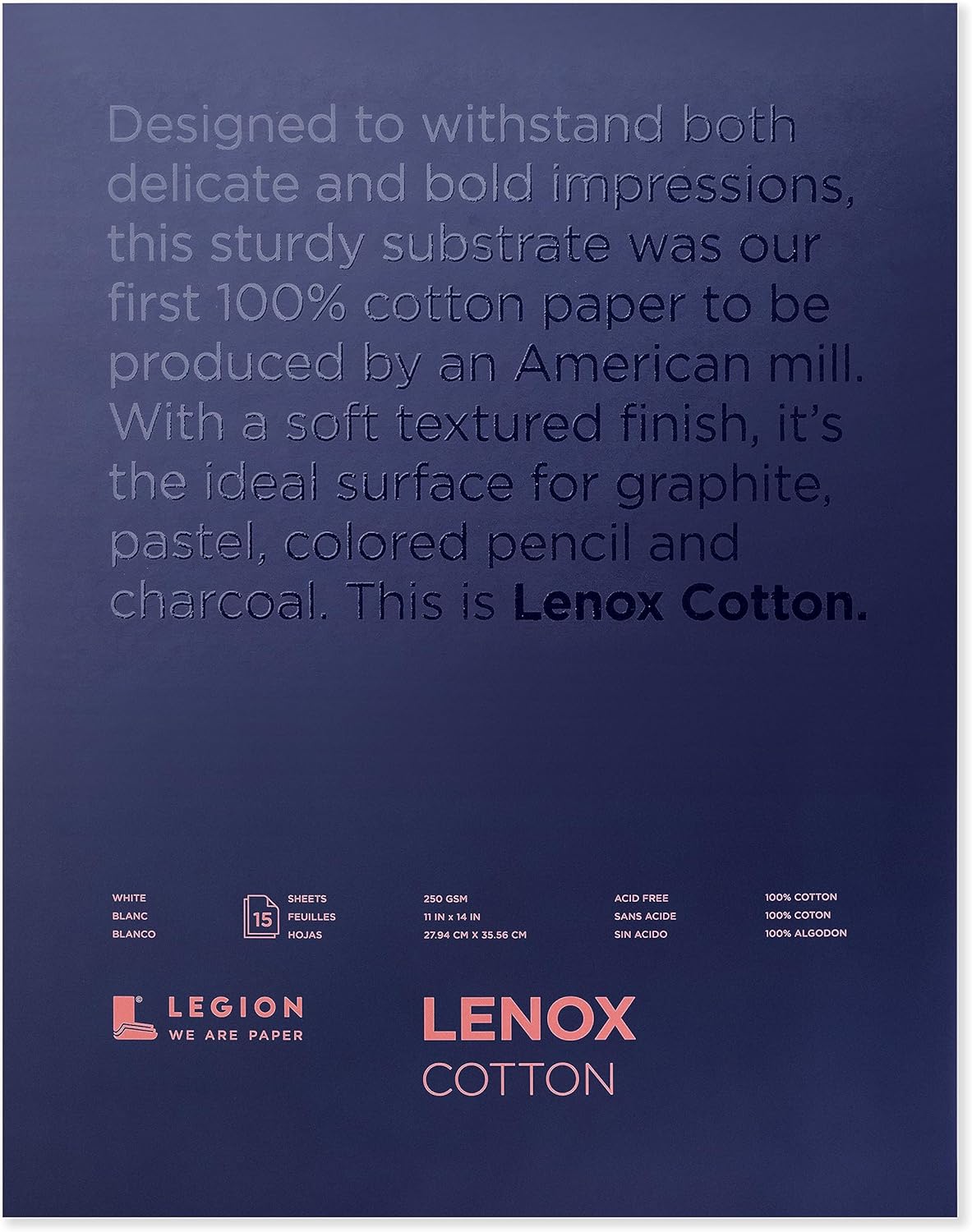Legion Lenox 100 Pad L21-LEN250WH11114, 11 X 14 Inches, Off-White, 15 Sheets