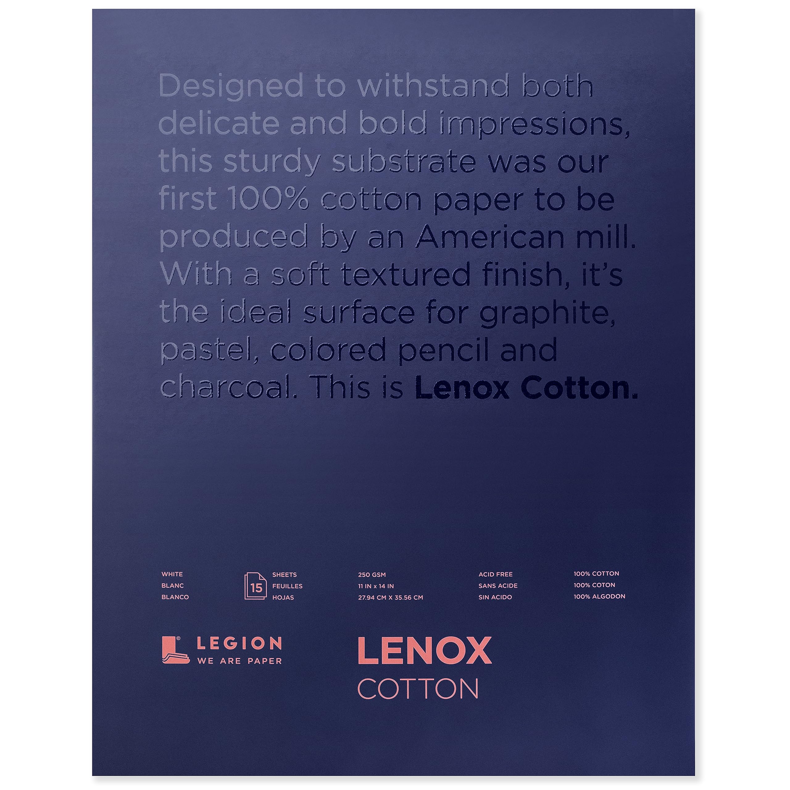 Papier Lenox 11x14 pour dessin au crayon blanc 90lb feuille taille unique beaux-arts