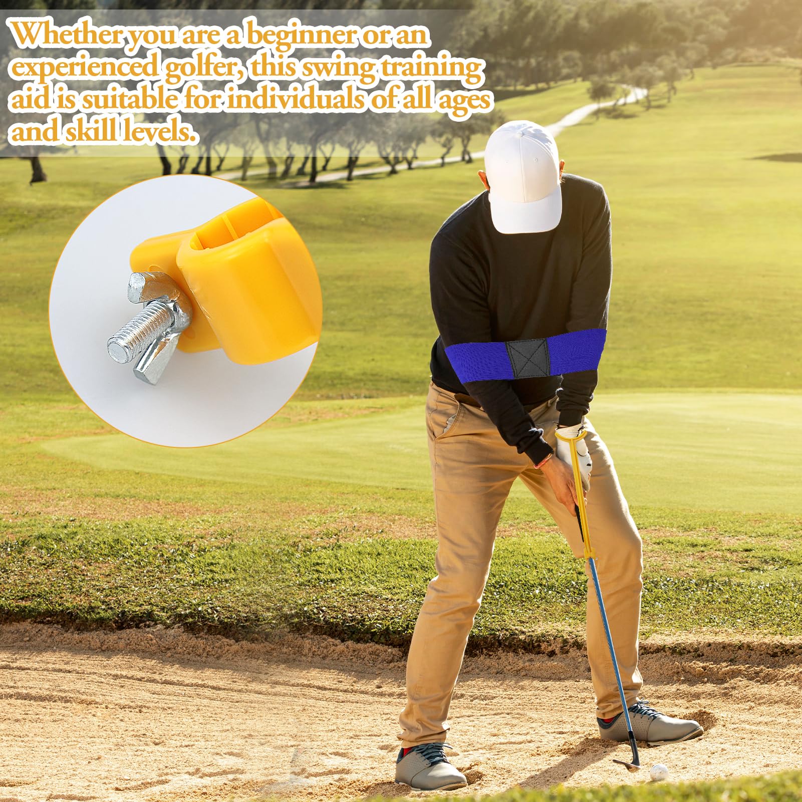 2 pezzi elastiche di collegamento per golf, fascia per braccio oscillante golf, braccio per correzione oscillazione golf, con 1 dispositivo per la correzione dello swing nel golf, per uomini, donne